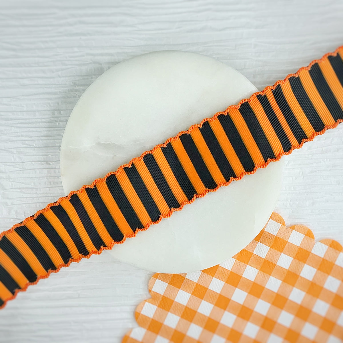 1.5” Halloween Stripes Moonstitch Ribbon by the Yard