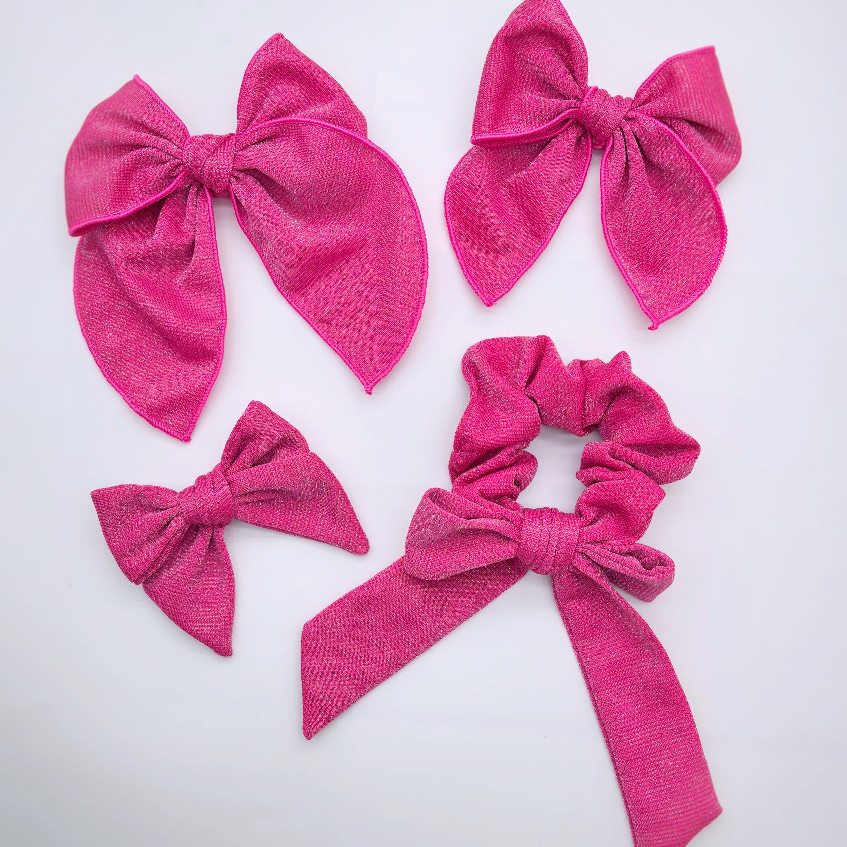 Pink and Red Solids Bow Strip and Scrunchie Collection