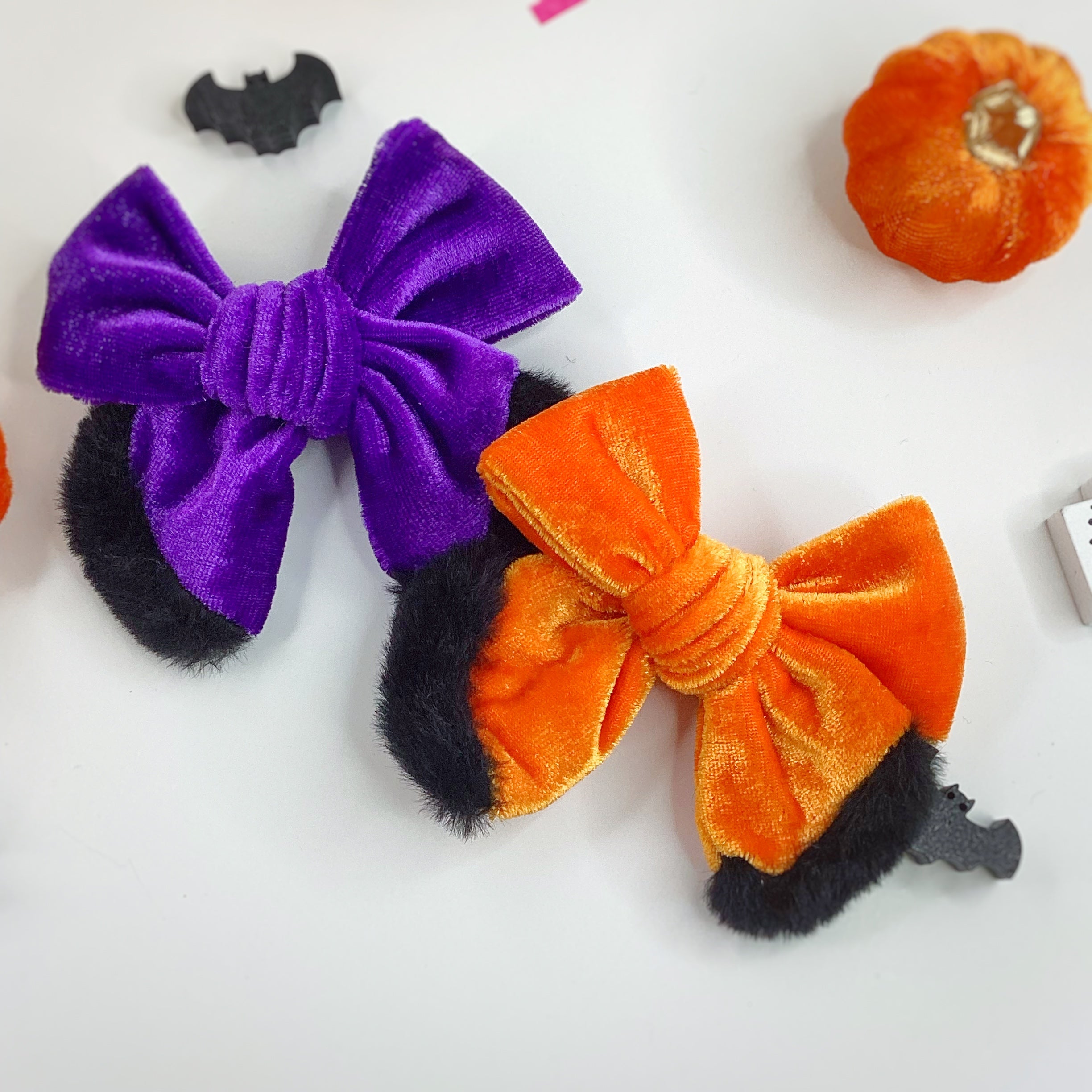 Halloween Velvet and Fur Trimmed Bow Collection