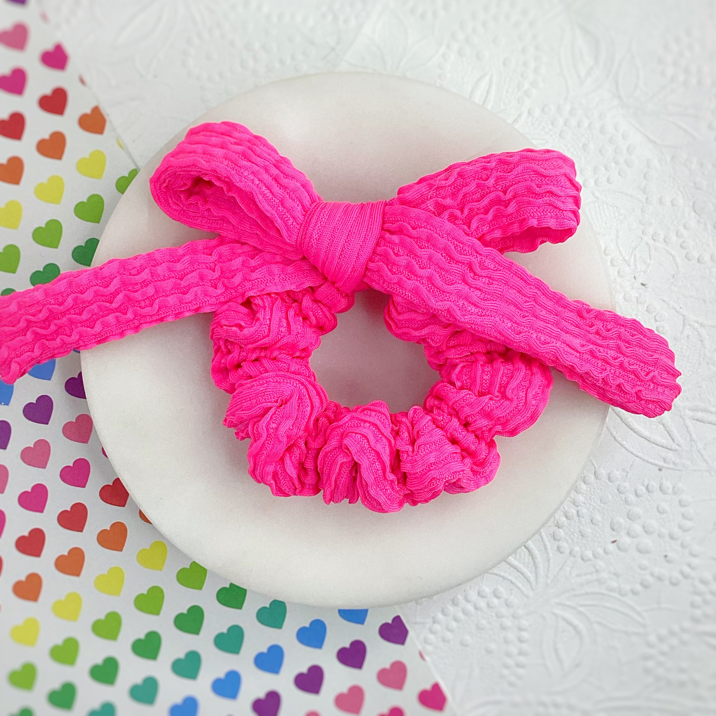 Primary and Neutral Bow Scrunchie Collection