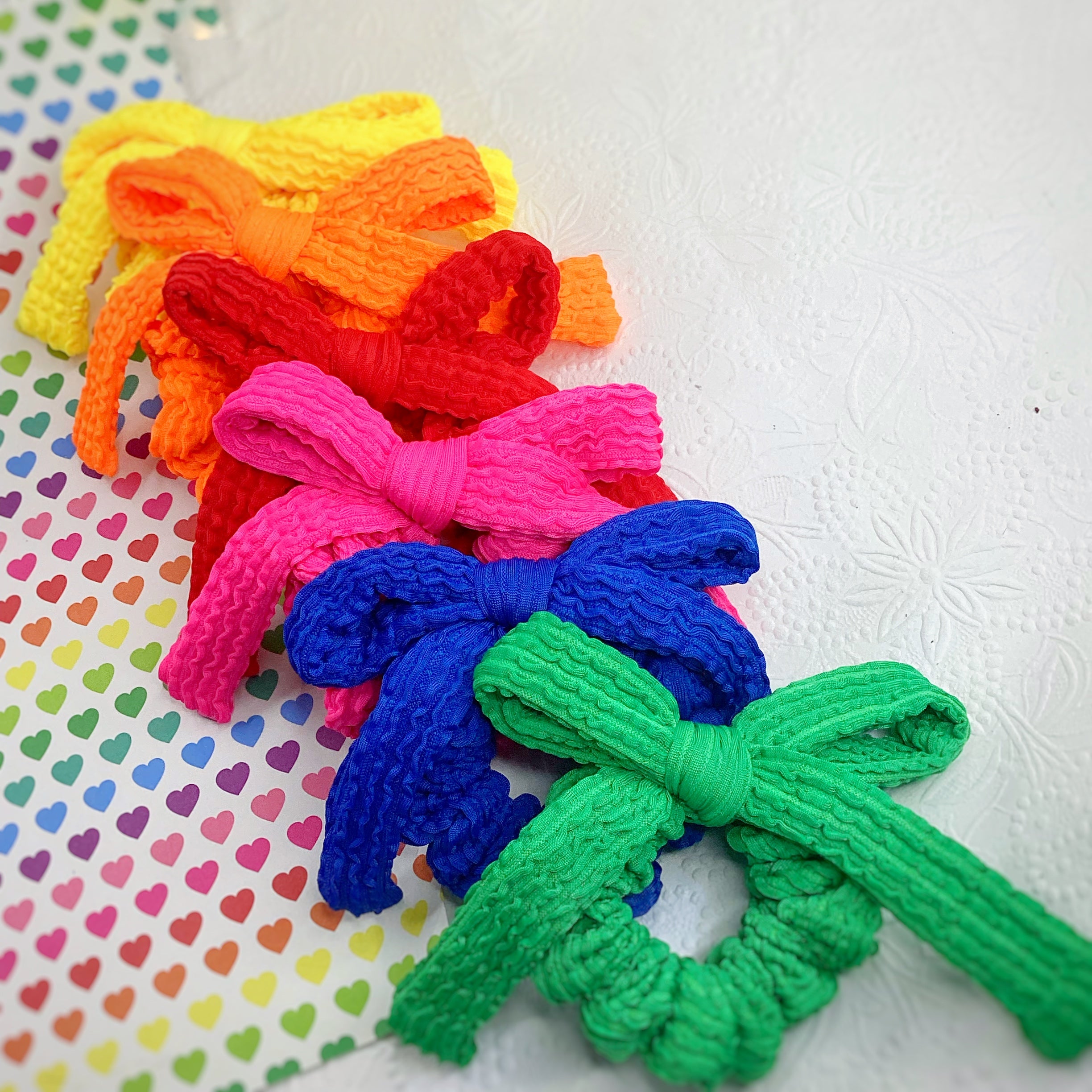 Primary and Neutral Bow Scrunchie Collection