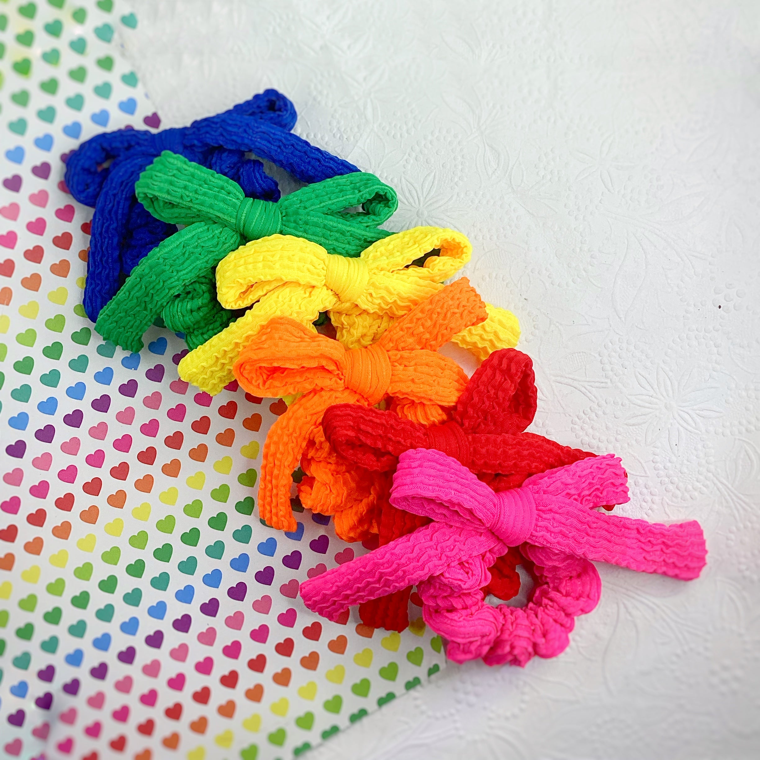 Primary and Neutral Bow Scrunchie Collection