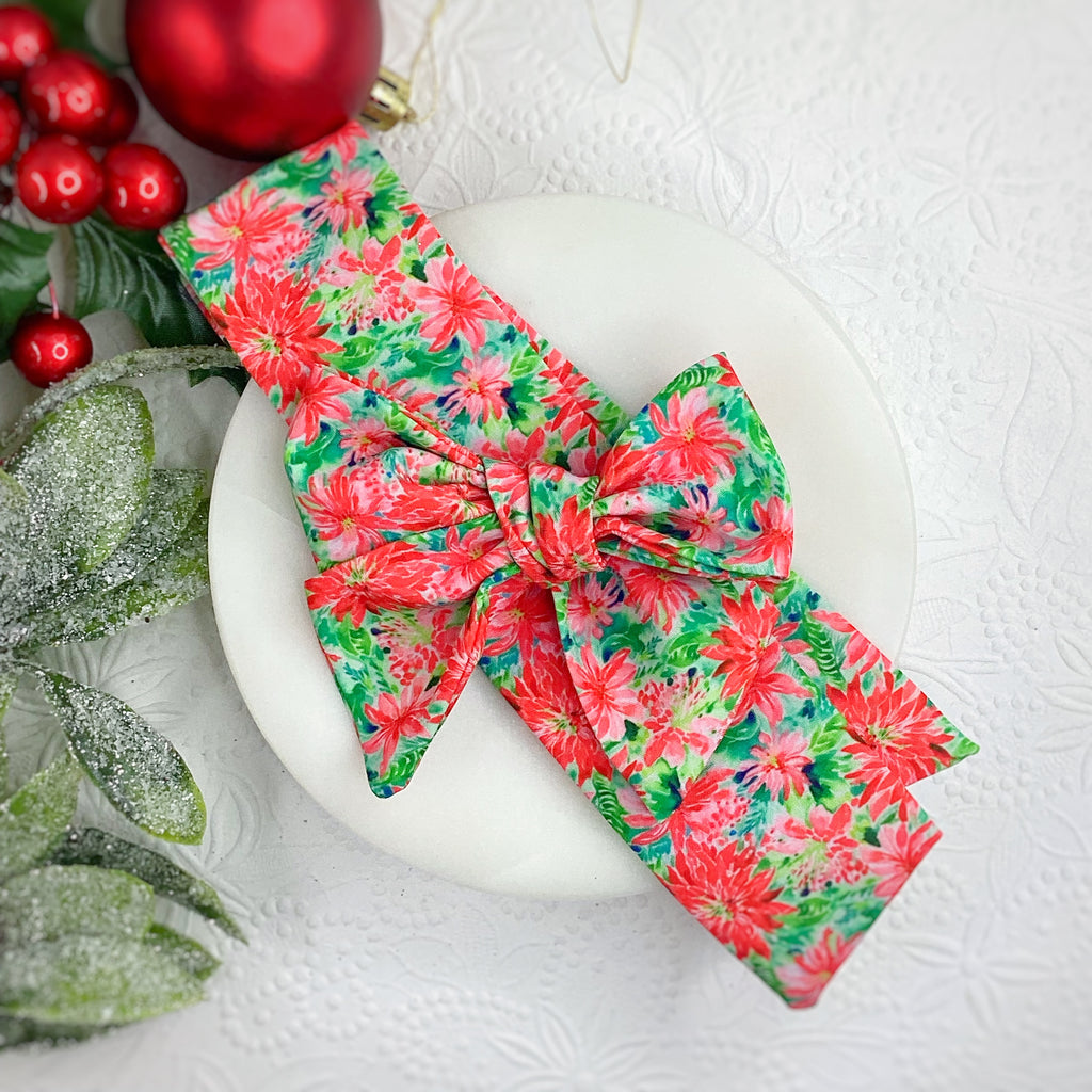 Southern Poinsettias Bow Strip and Scrunchie Collection