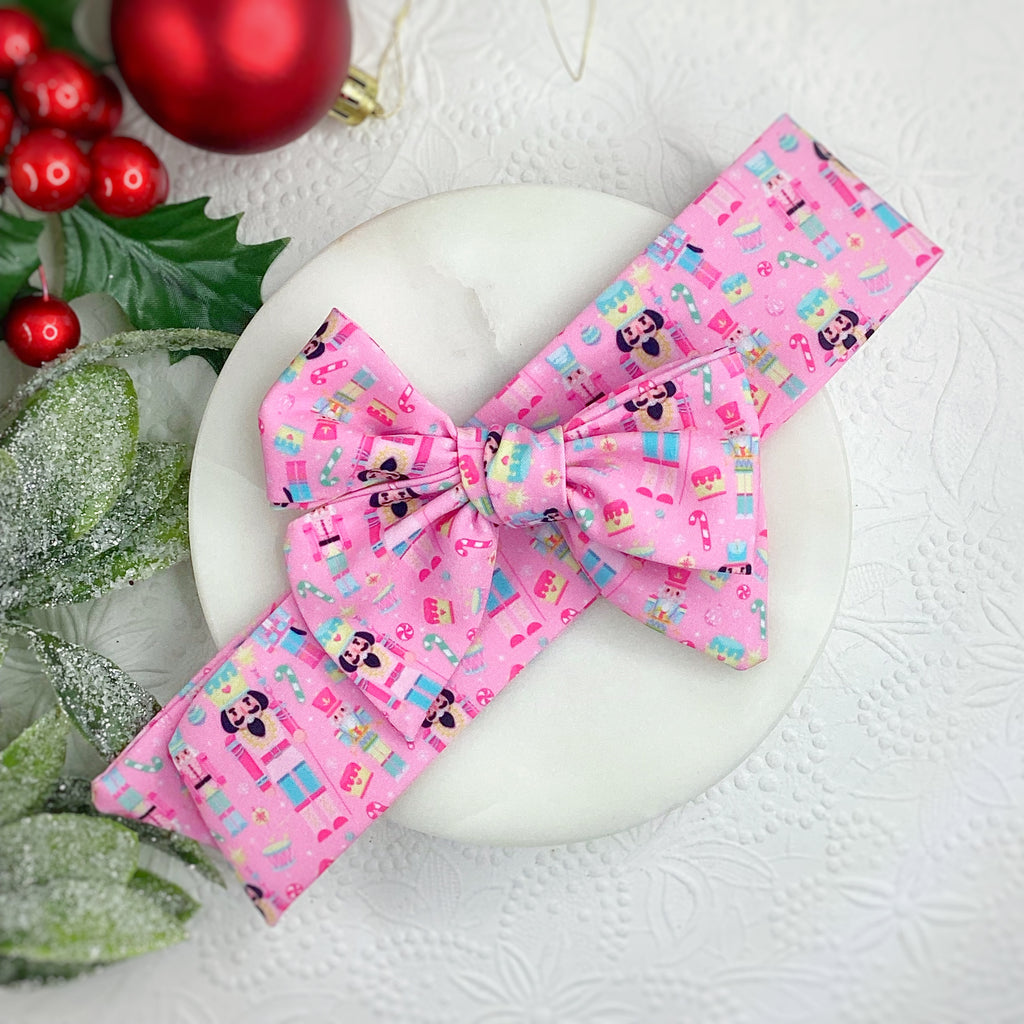 Pink Nutcracker Bow Strip and Scrunchie Collection