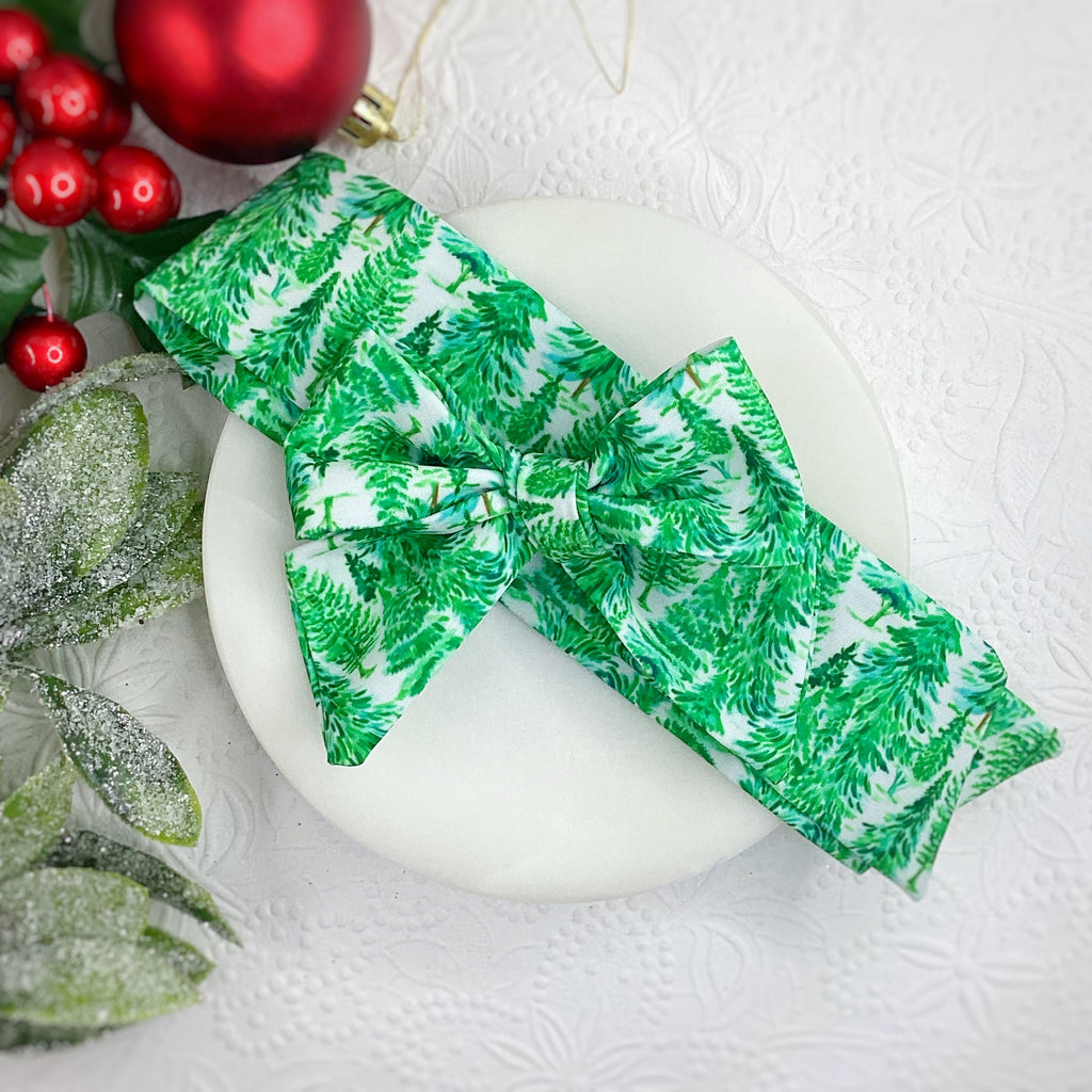 Southern Christmas Trees Bow Strip and Scrunchie Collection