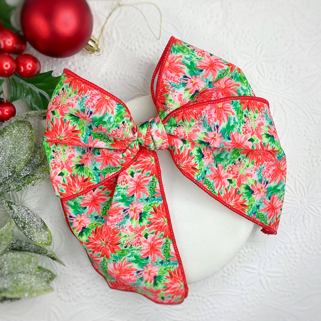 Southern Poinsettias Bow Strip and Scrunchie Collection