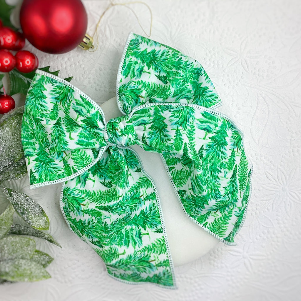 Southern Christmas Trees Bow Strip and Scrunchie Collection