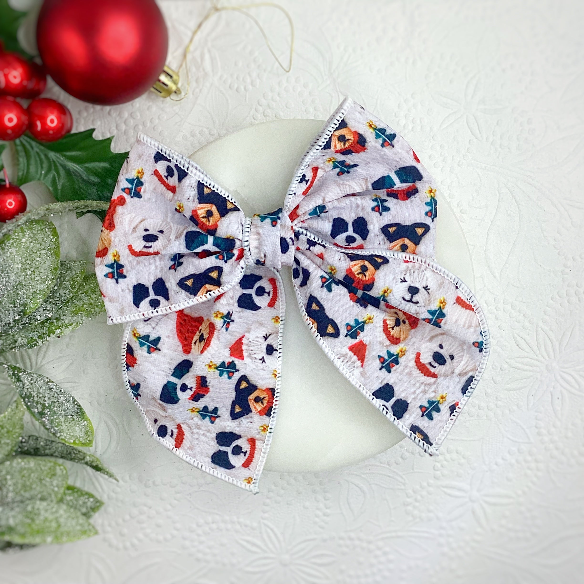 Knit Dogs Bow Strip, Headband and Scrunchie Collection