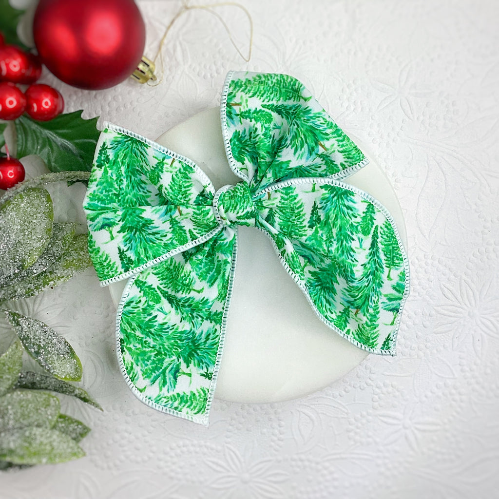 Southern Christmas Trees Bow Strip and Scrunchie Collection