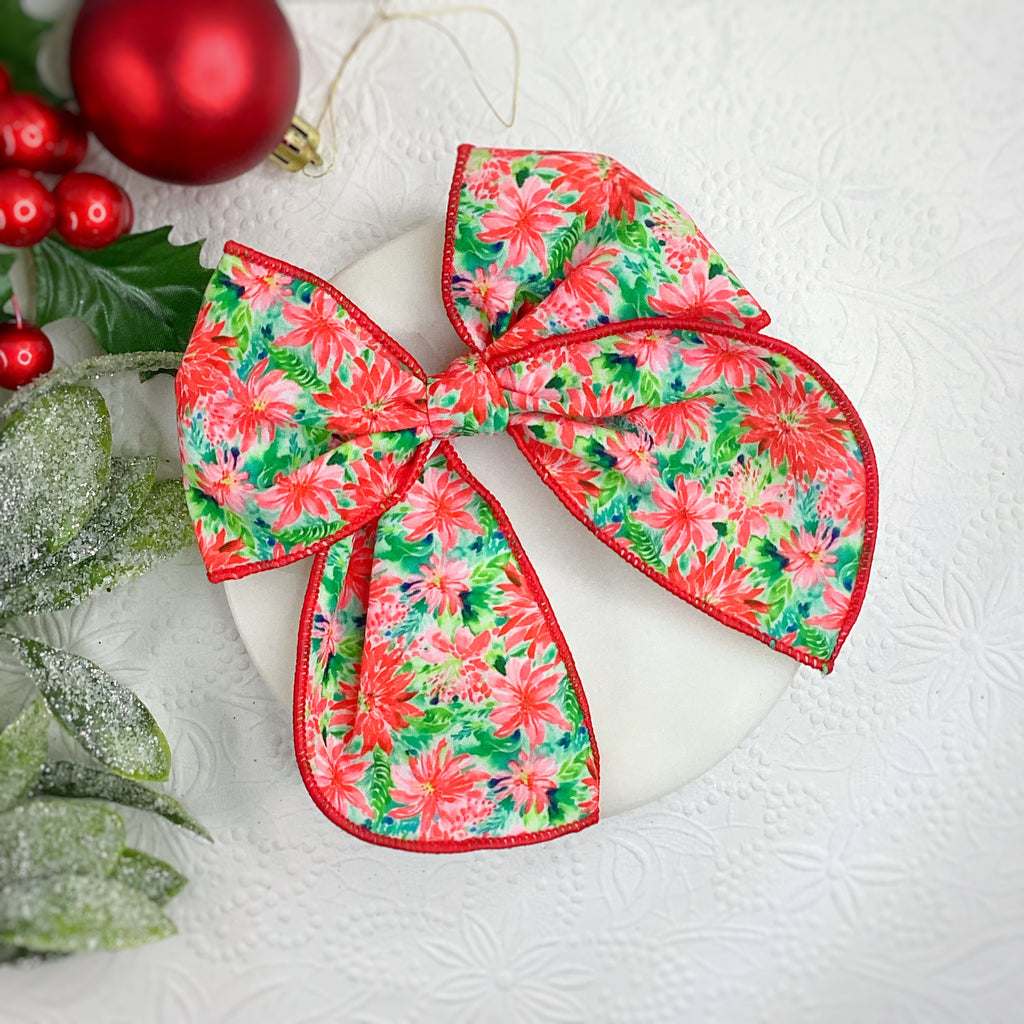 Southern Poinsettias Bow Strip and Scrunchie Collection