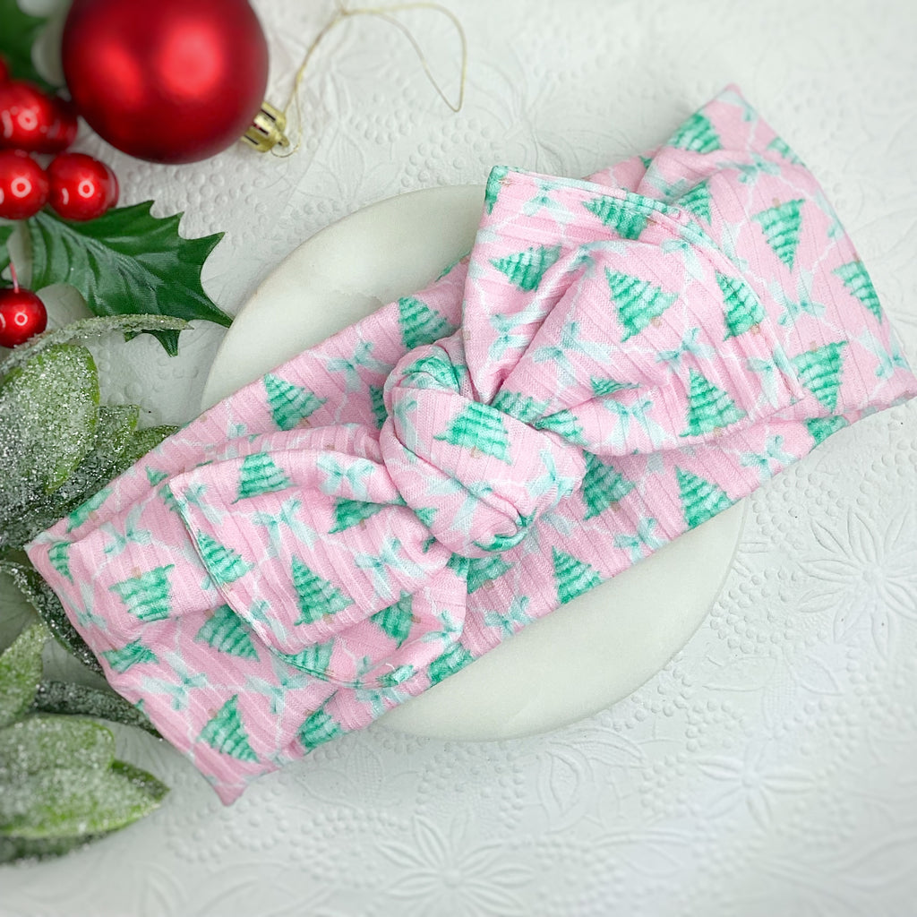 Coquette Pink Christmas Bow Strip, Headband and Scrunchie Collection