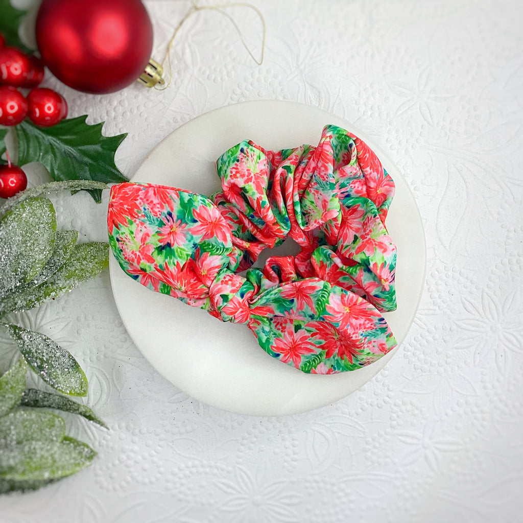 Southern Poinsettias Bow Strip and Scrunchie Collection