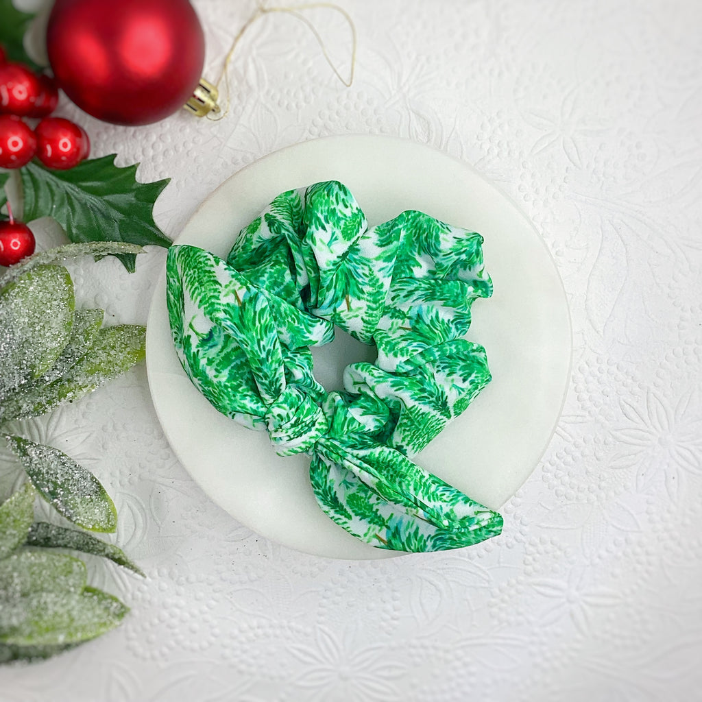 Southern Christmas Trees Bow Strip and Scrunchie Collection