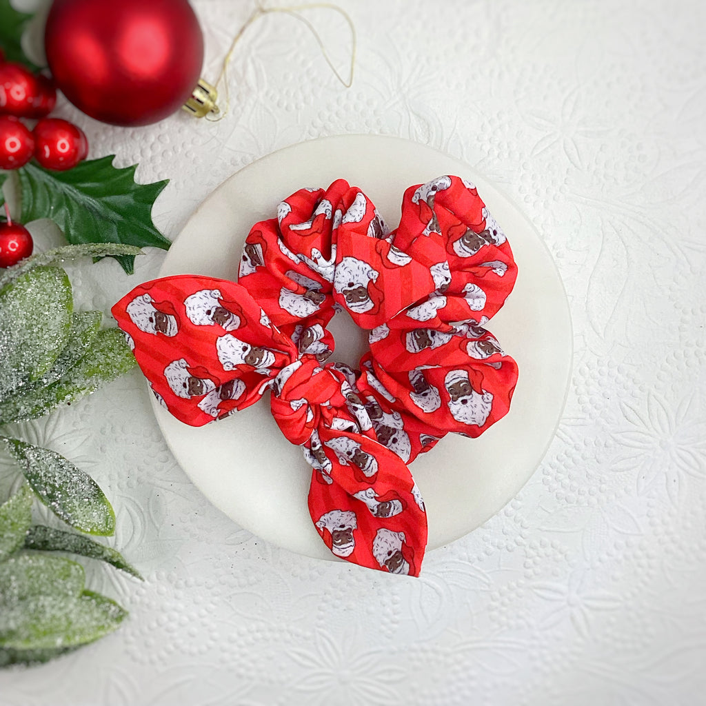 Santa with Red Stripes Bow Strip and Scrunchie Collection