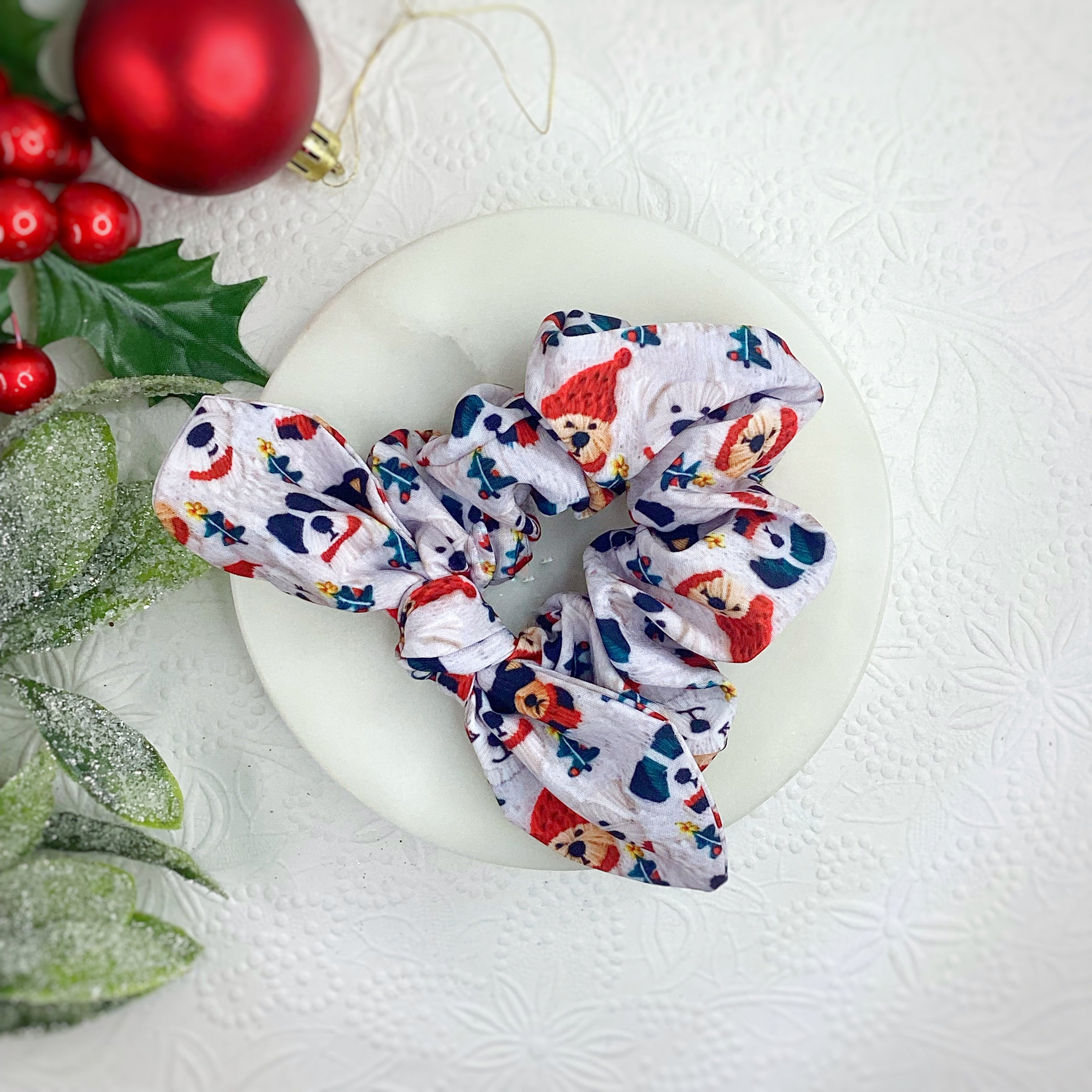 Knit Dogs Bow Strip, Headband and Scrunchie Collection