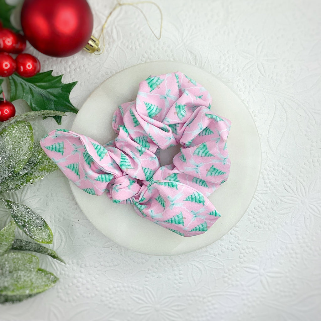 Coquette Pink Christmas Bow Strip, Headband and Scrunchie Collection