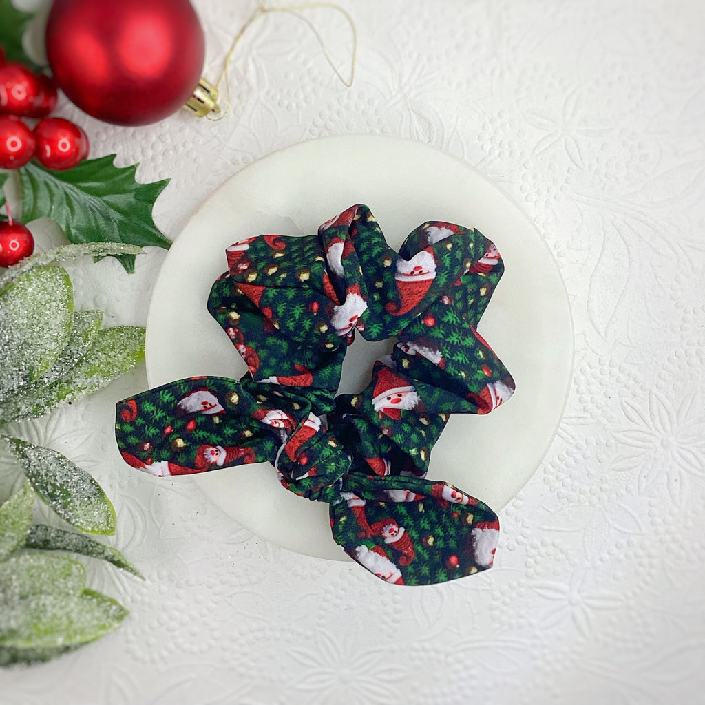 Knit Santa Bow Strip and Scrunchie Collection