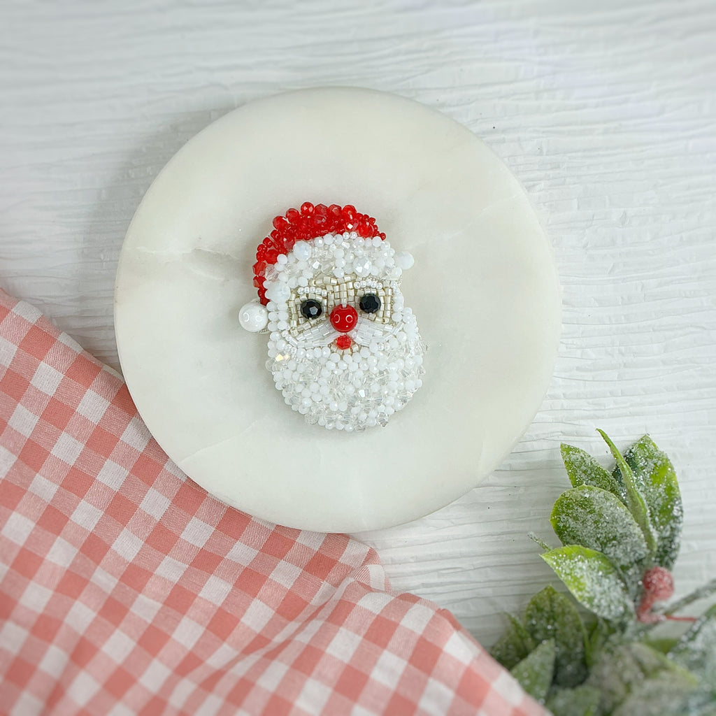 Hand Beaded Santa Bow Center