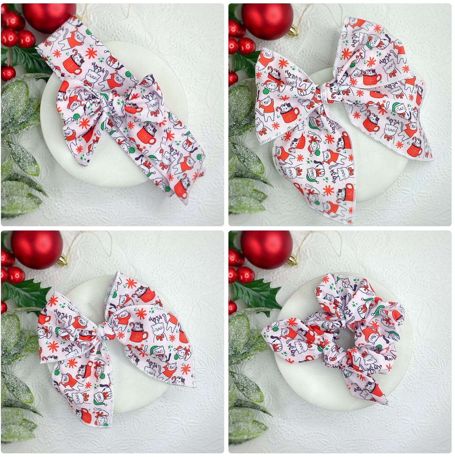 Christmas Cats Bow Strip and Scrunchie Collection