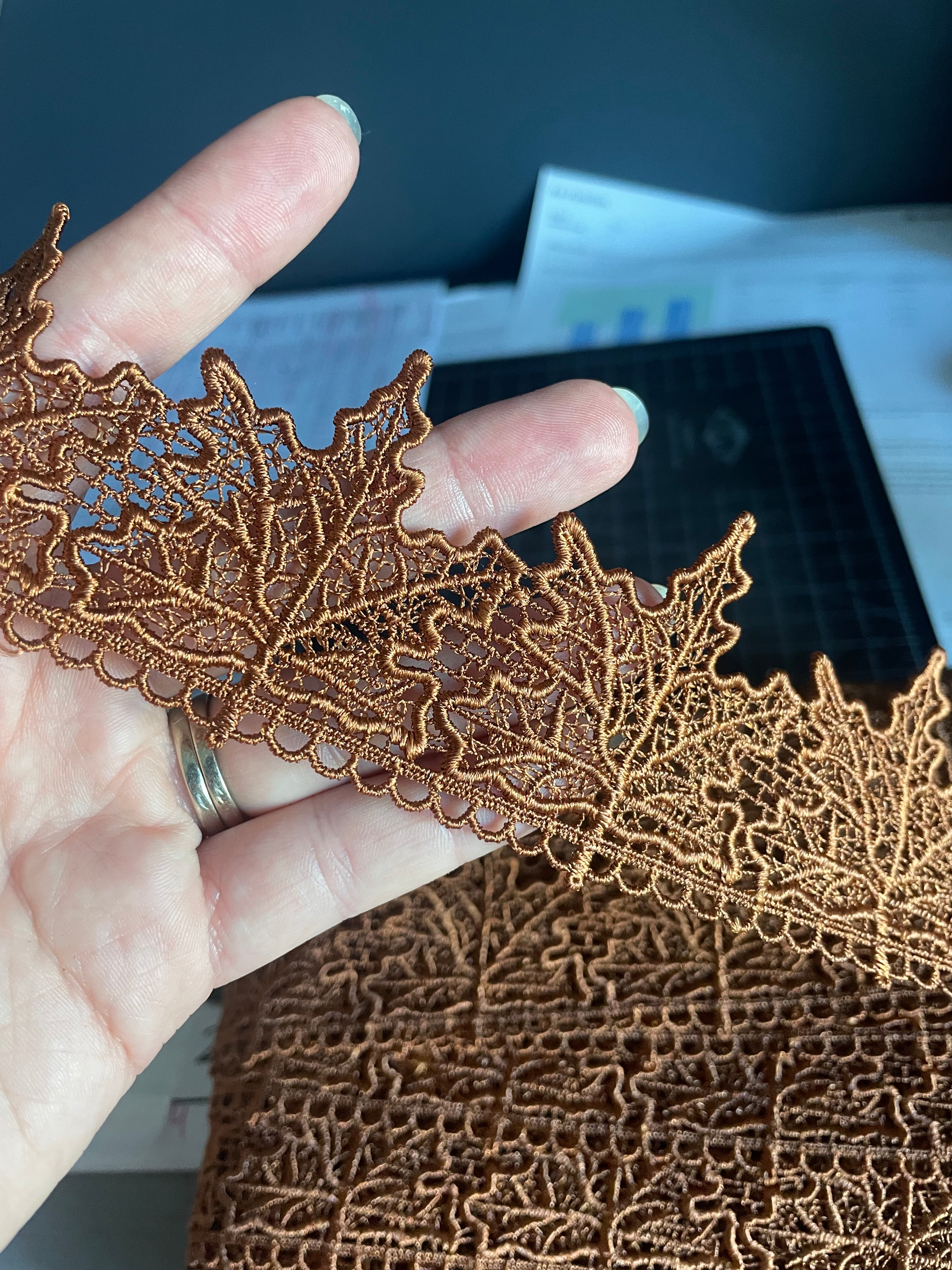 Autumn Leaves Custom Guipure Lace Trim- RTS