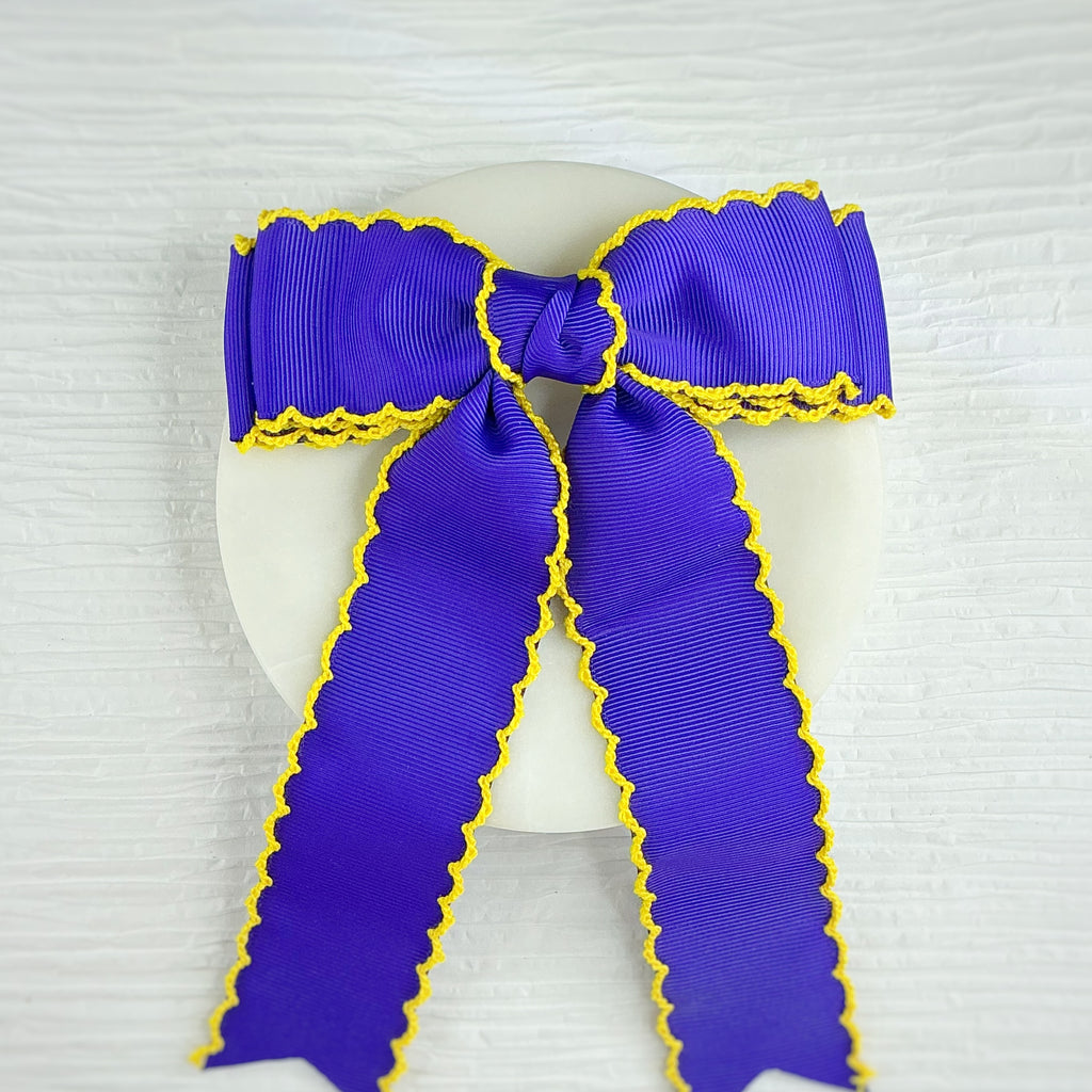 School Spirit Color Solid Finished Moonstitch Bows