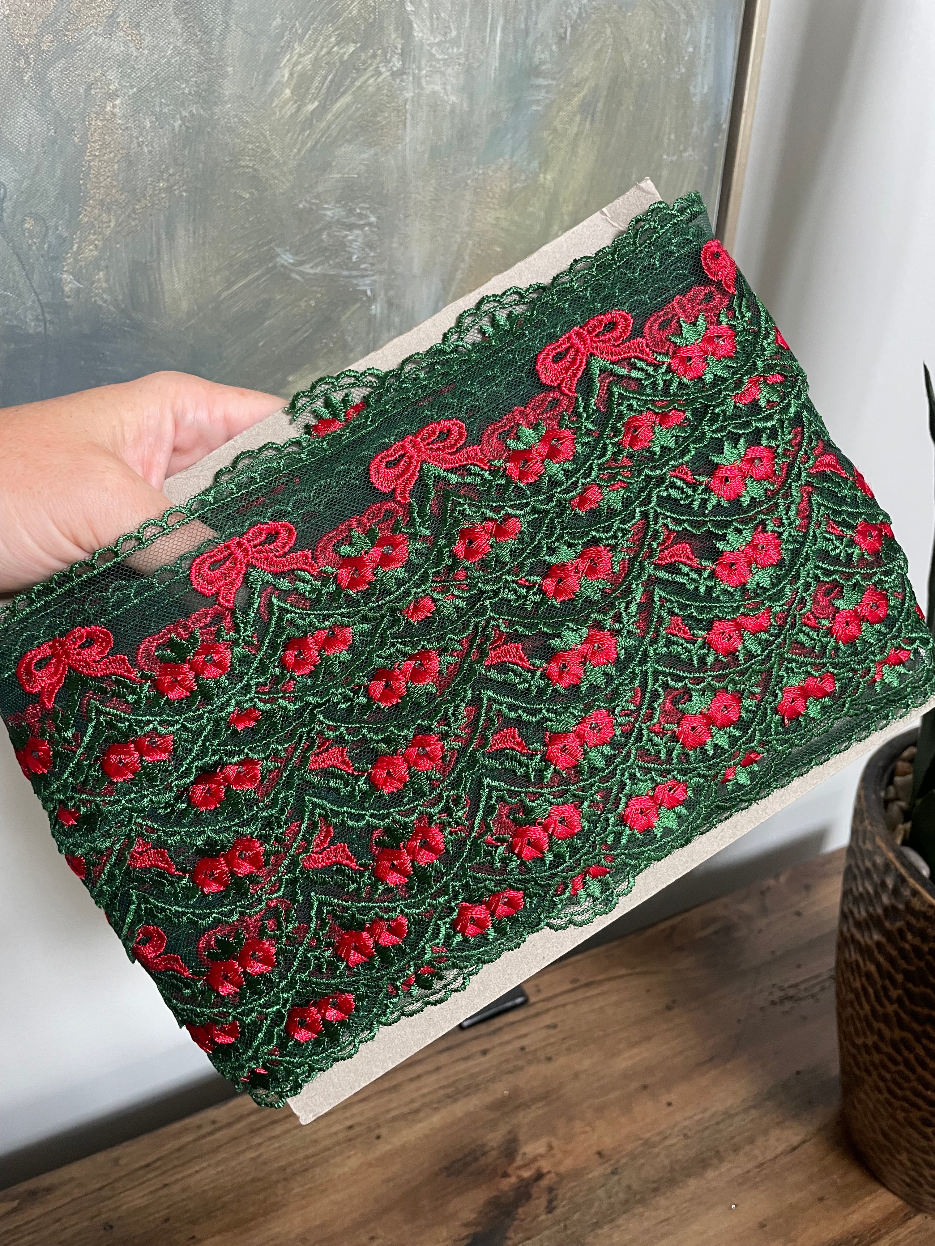 Christmas Garland and Bows Custom Lace- RTS
