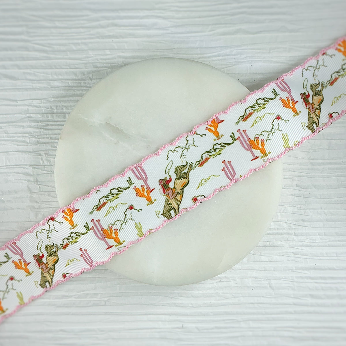 1.5” Vintage Cowgirl Moonstitch Ribbon by the Yard