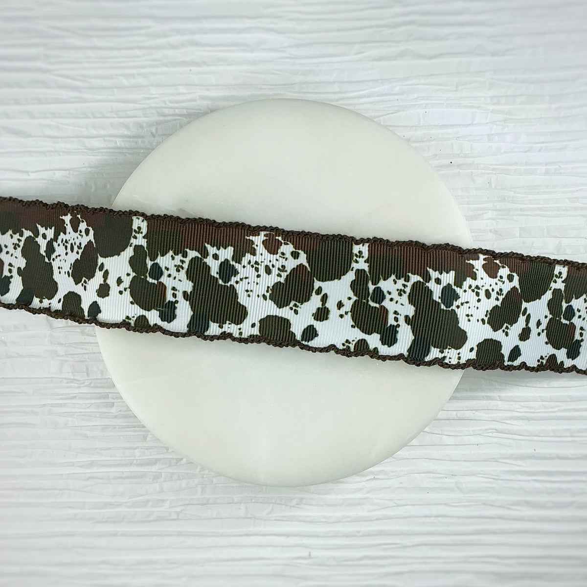 1.5” Brown Cow Pattern Western Moonstitch Ribbon by the Yard