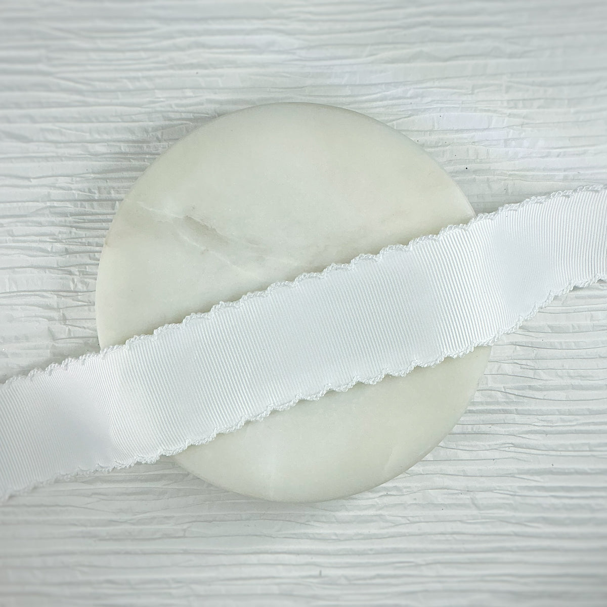 1.5” Solid White Moonstitch Ribbon by the Yard