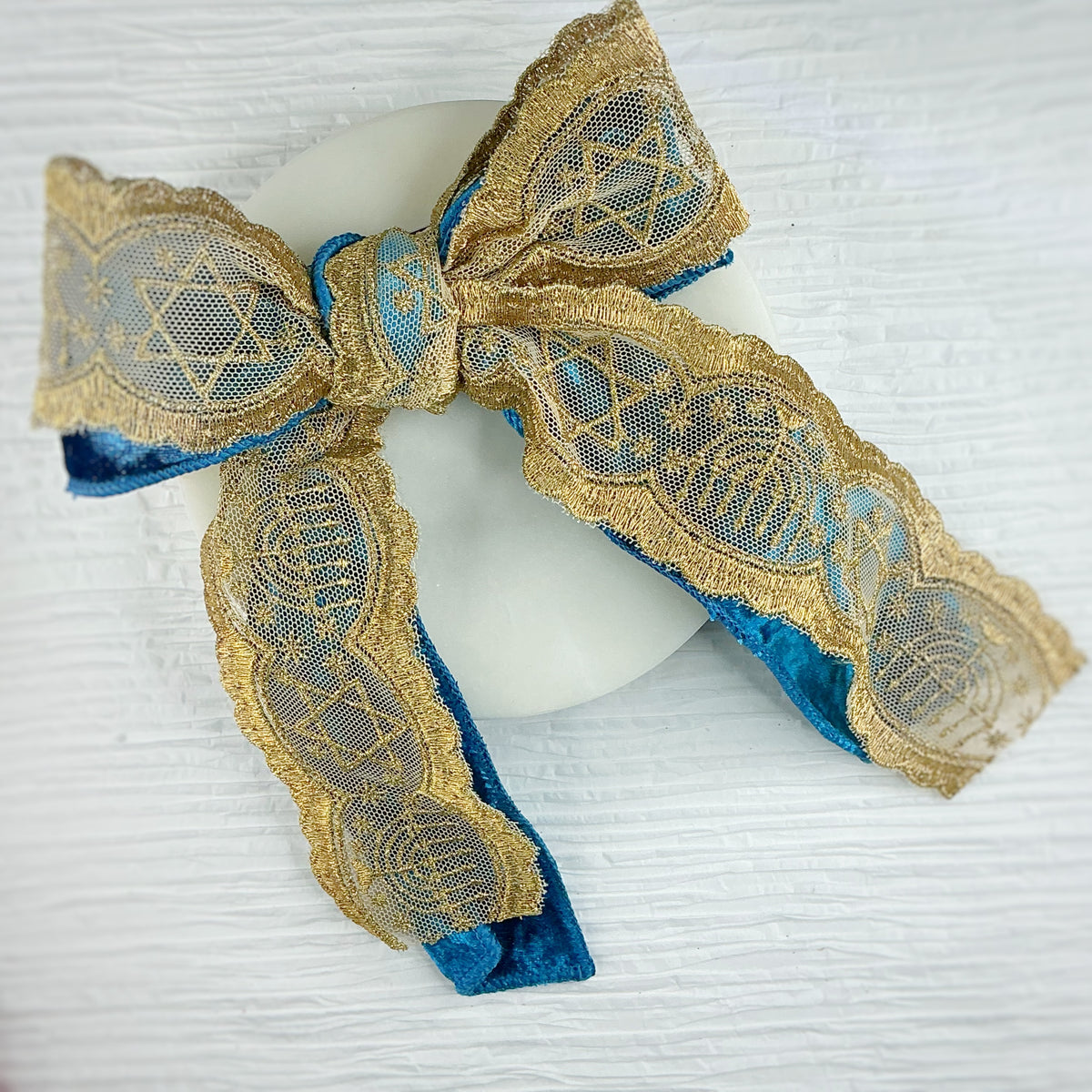 Hannukah Velvet Tied Bow