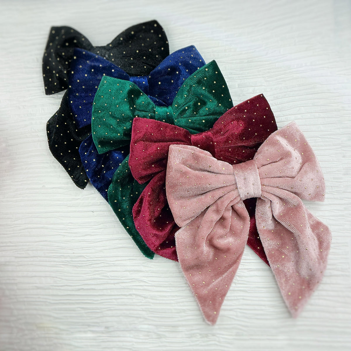 Jewel Gold Dot Velvet Sailor Bow Collection