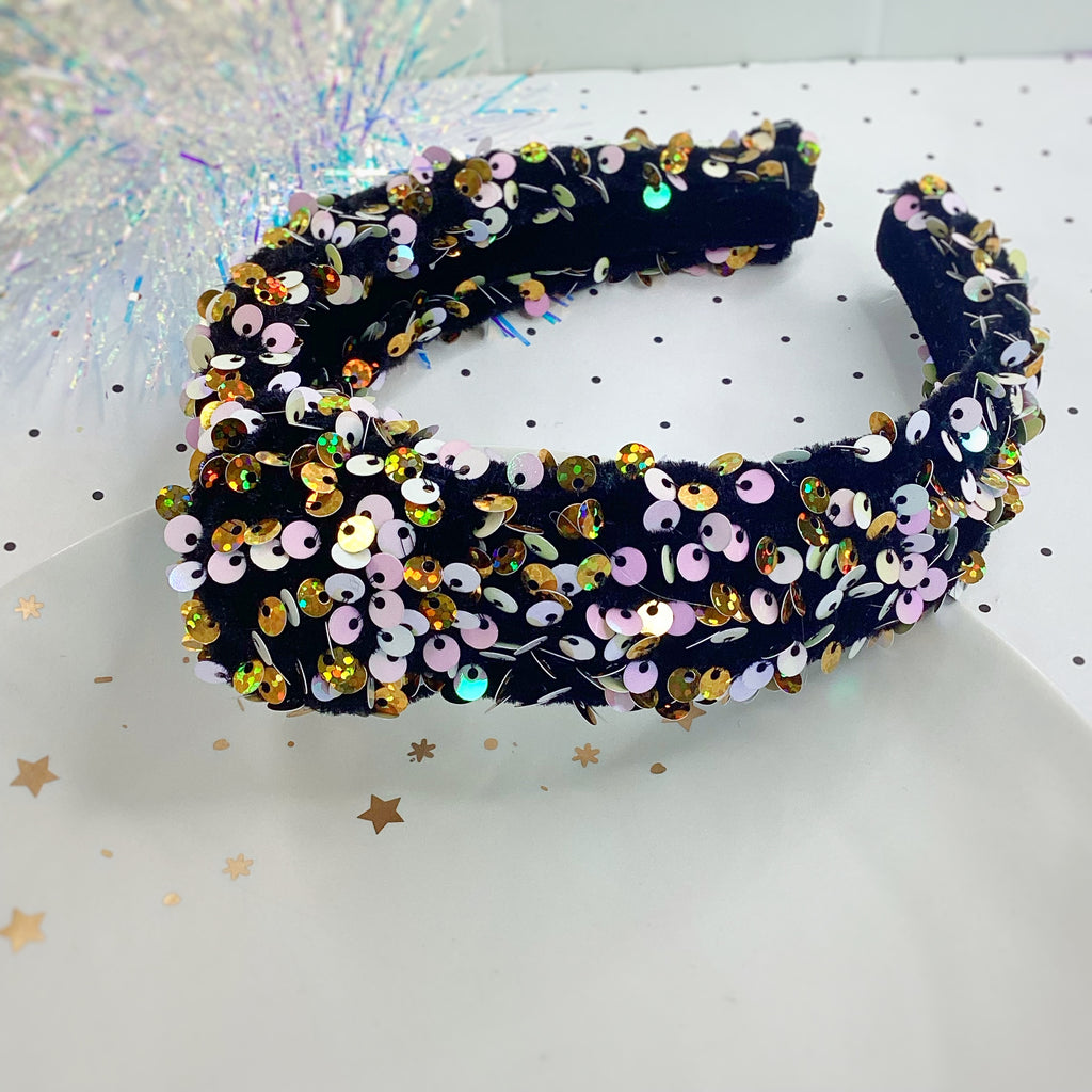 Velvet Sequin Knot Top Headband Collection