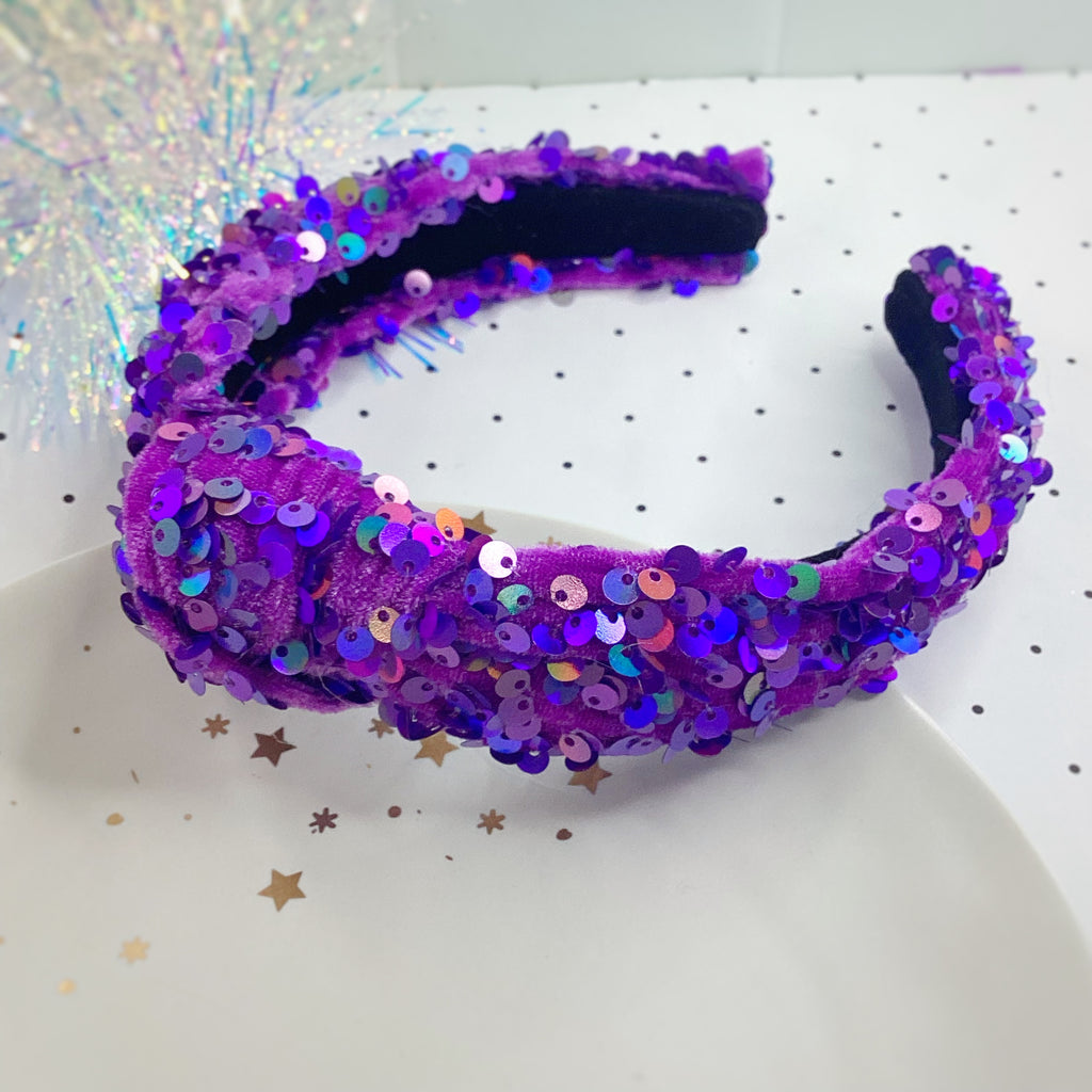 Velvet Sequin Knot Top Headband Collection