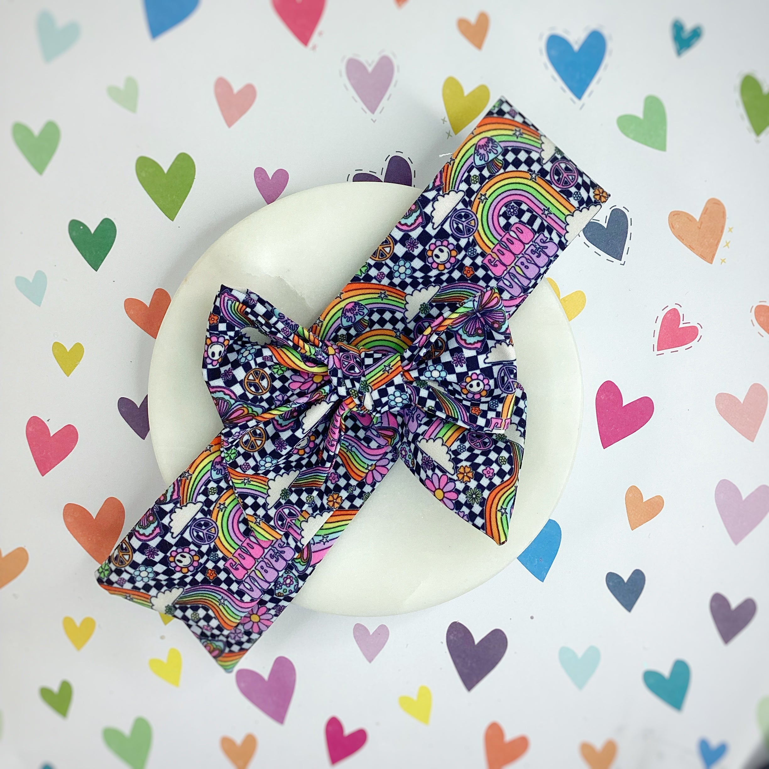 Good Vibes Bow Strip, Headband and Scrunchie Collection