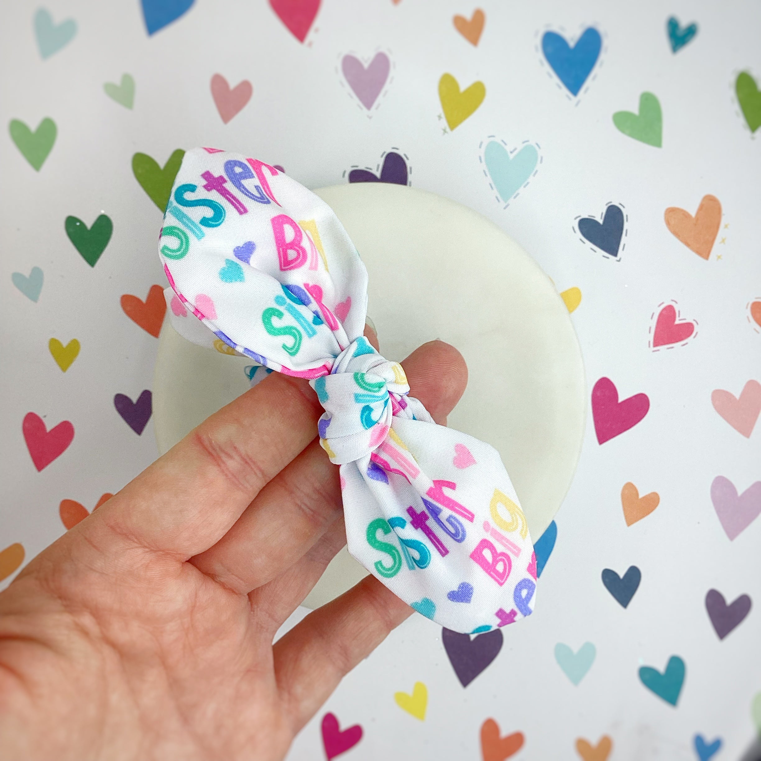 Big and Little Sister Bow Strip, Baby Headwrap and Scrunchie Collection