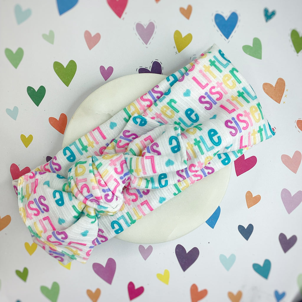 Big and Little Sister Bow Strip, Baby Headwrap and Scrunchie Collection