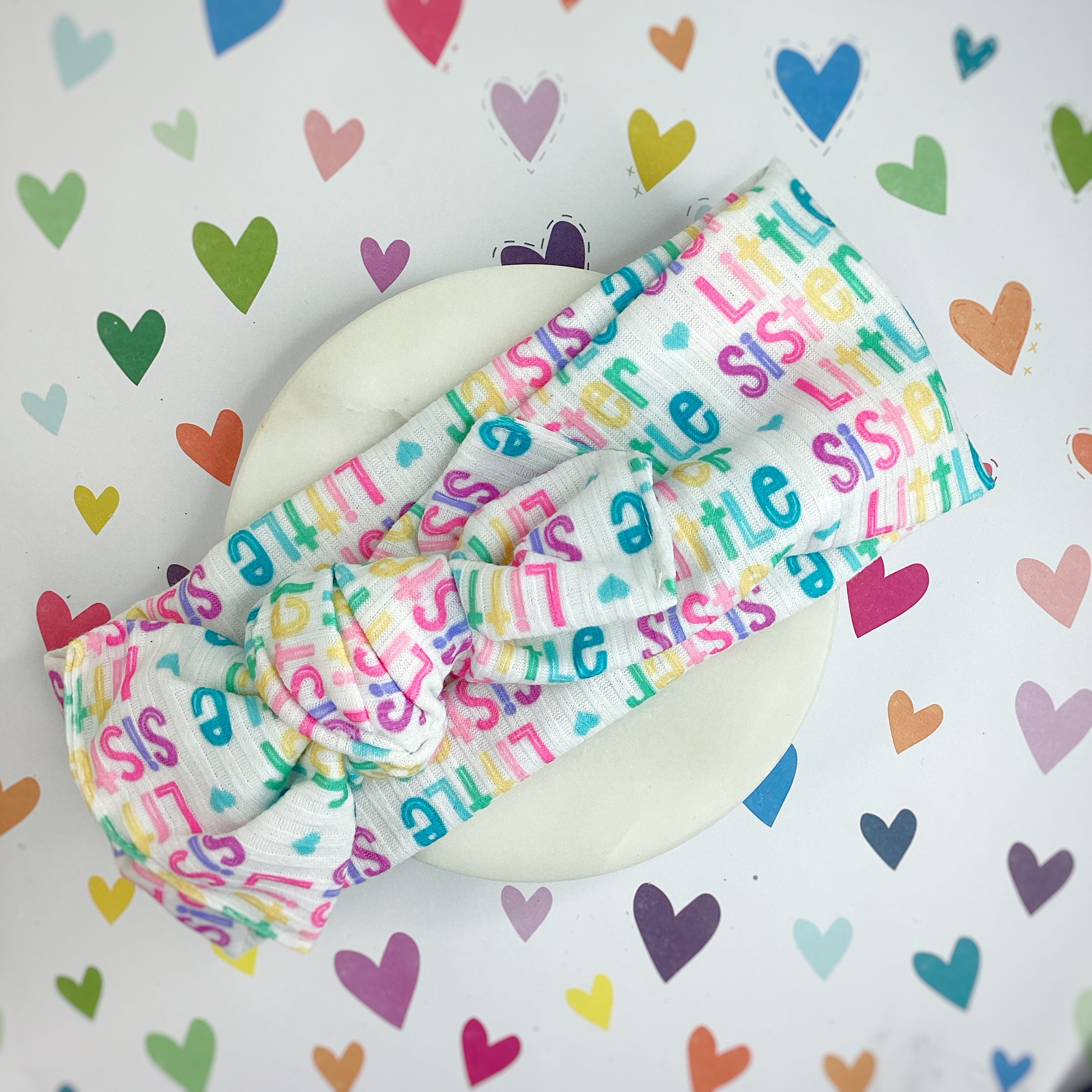 Big and Little Sister Bow Strip, Baby Headwrap and Scrunchie Collection
