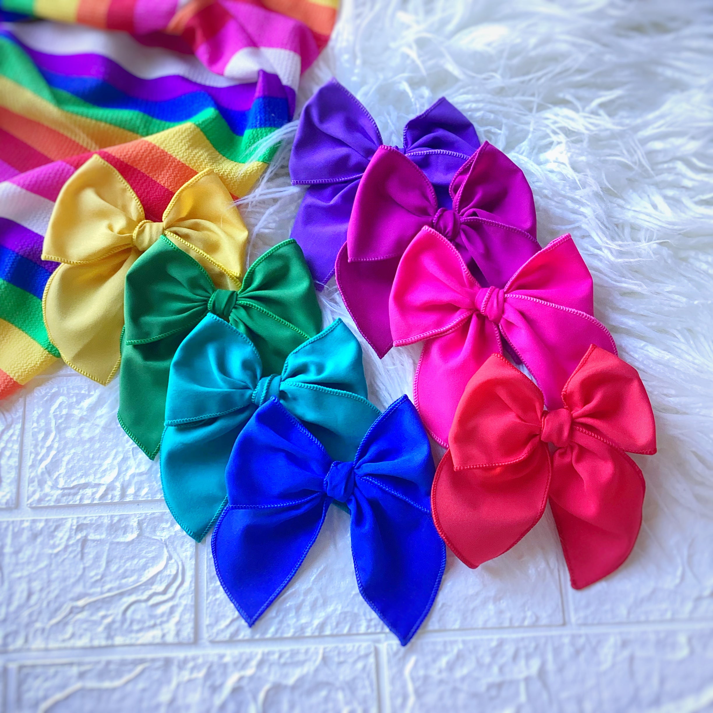 Rainbow Solids Pre-Tied Bow Strip Collection