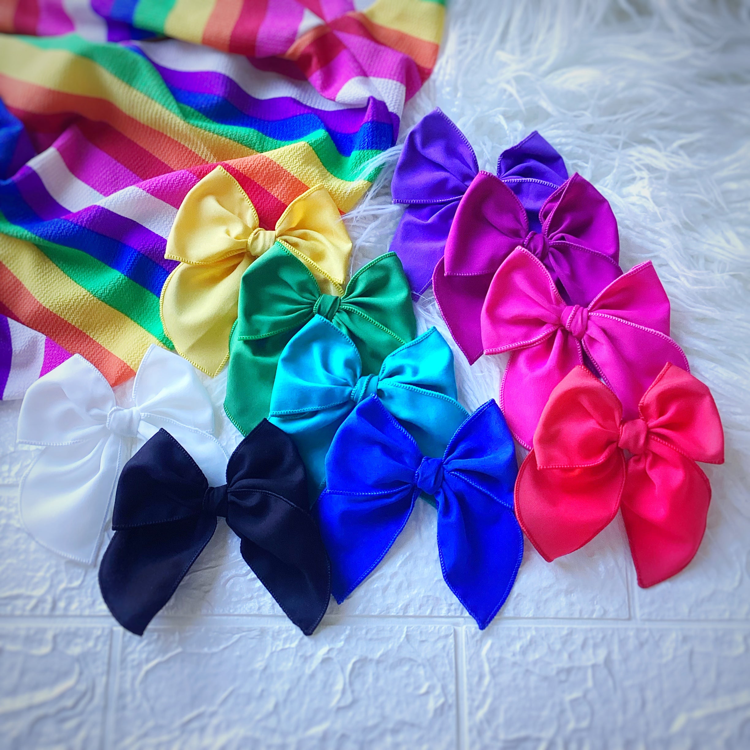 Rainbow Solids Pre-Tied Bow Strip Collection