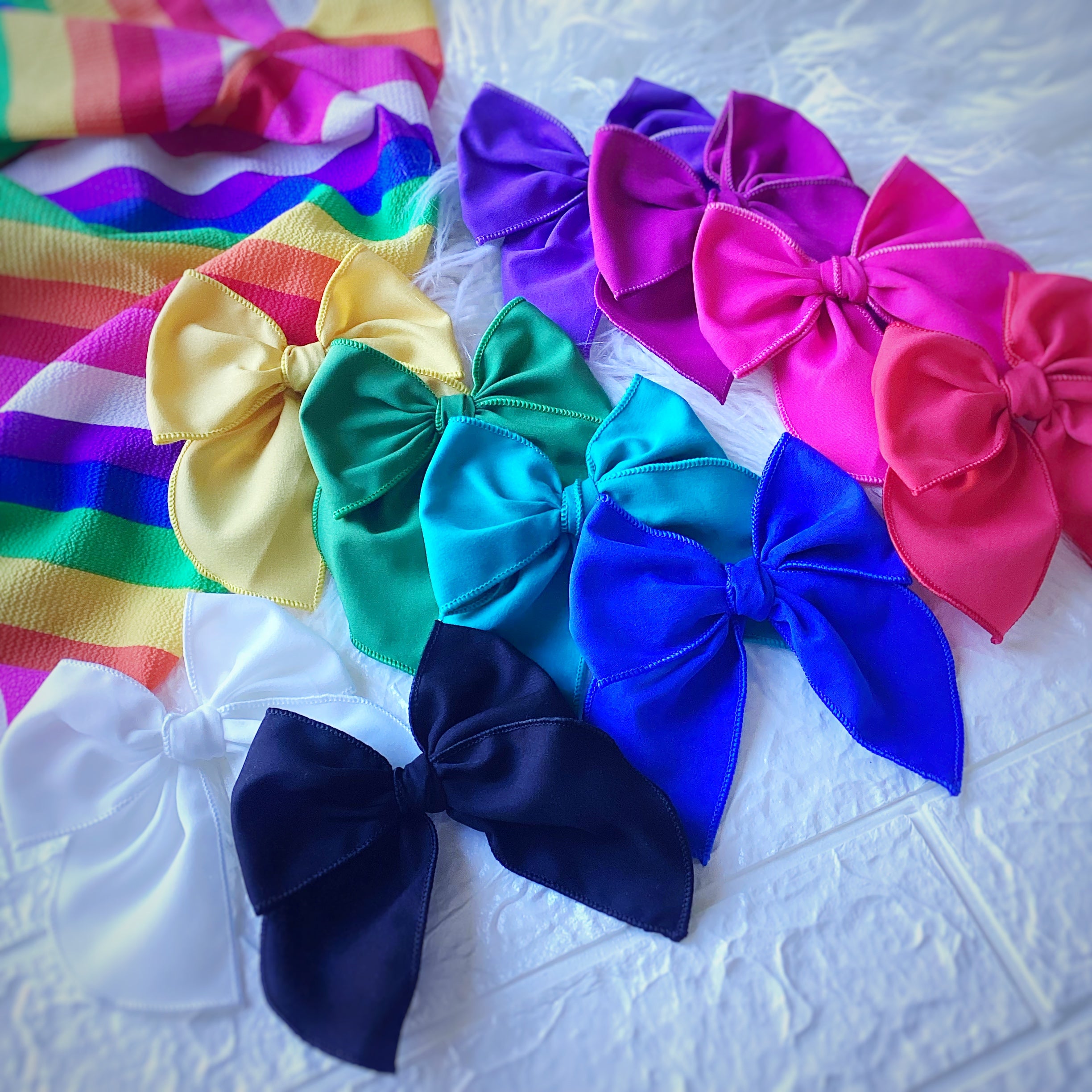 Rainbow Solids Pre-Tied Bow Strip Collection