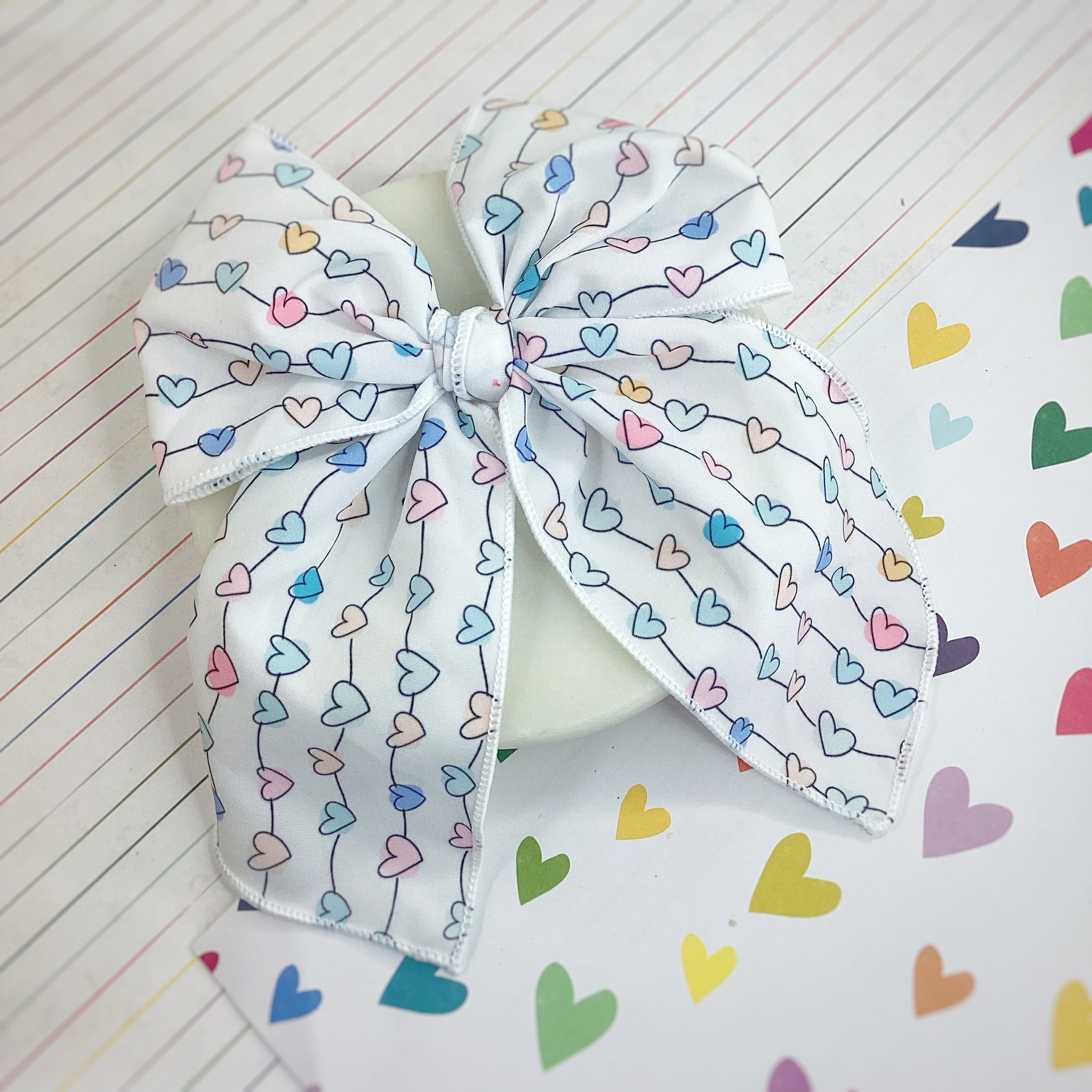 String of Hearts Bow Strip and Scrunchie Collection