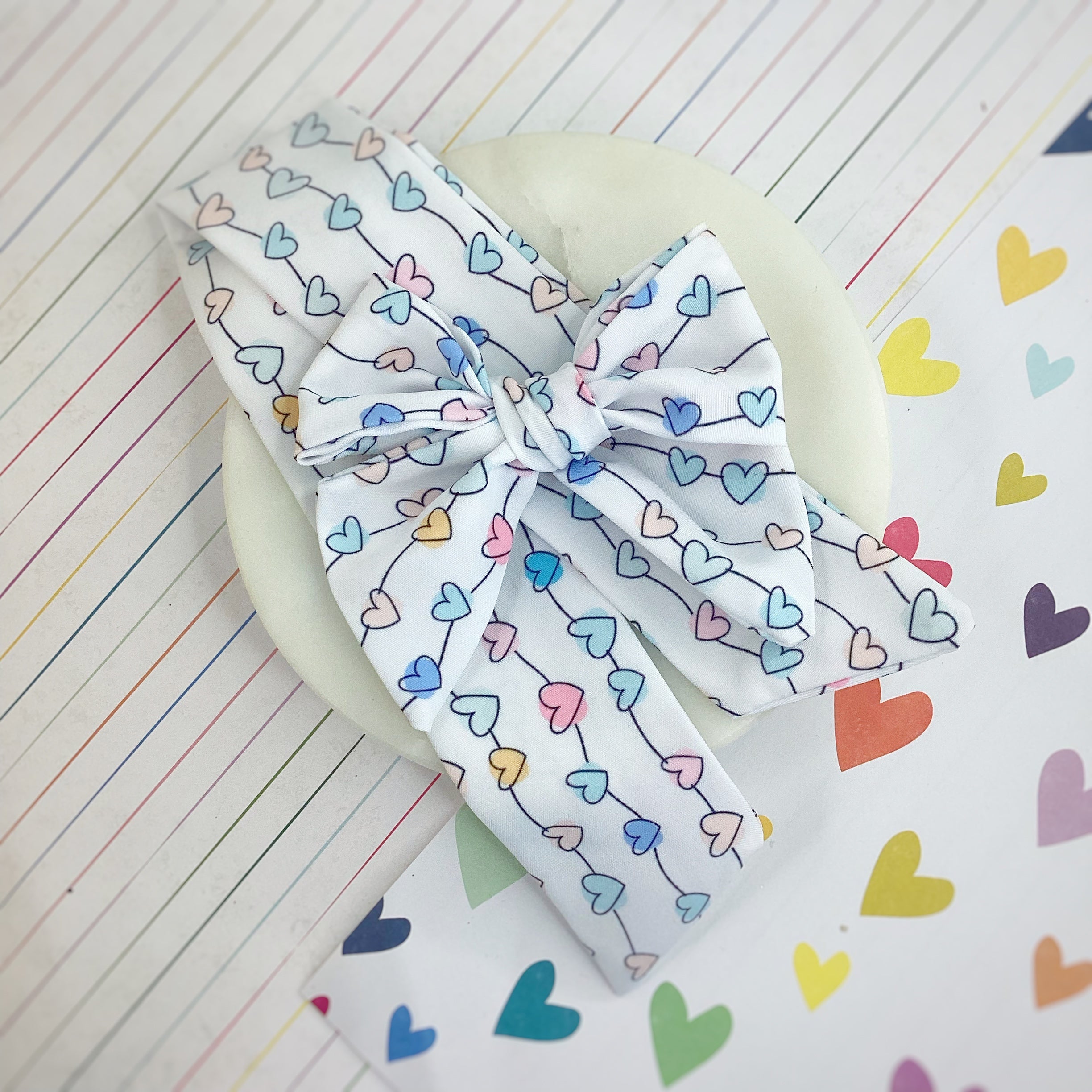 String of Hearts Bow Strip and Scrunchie Collection