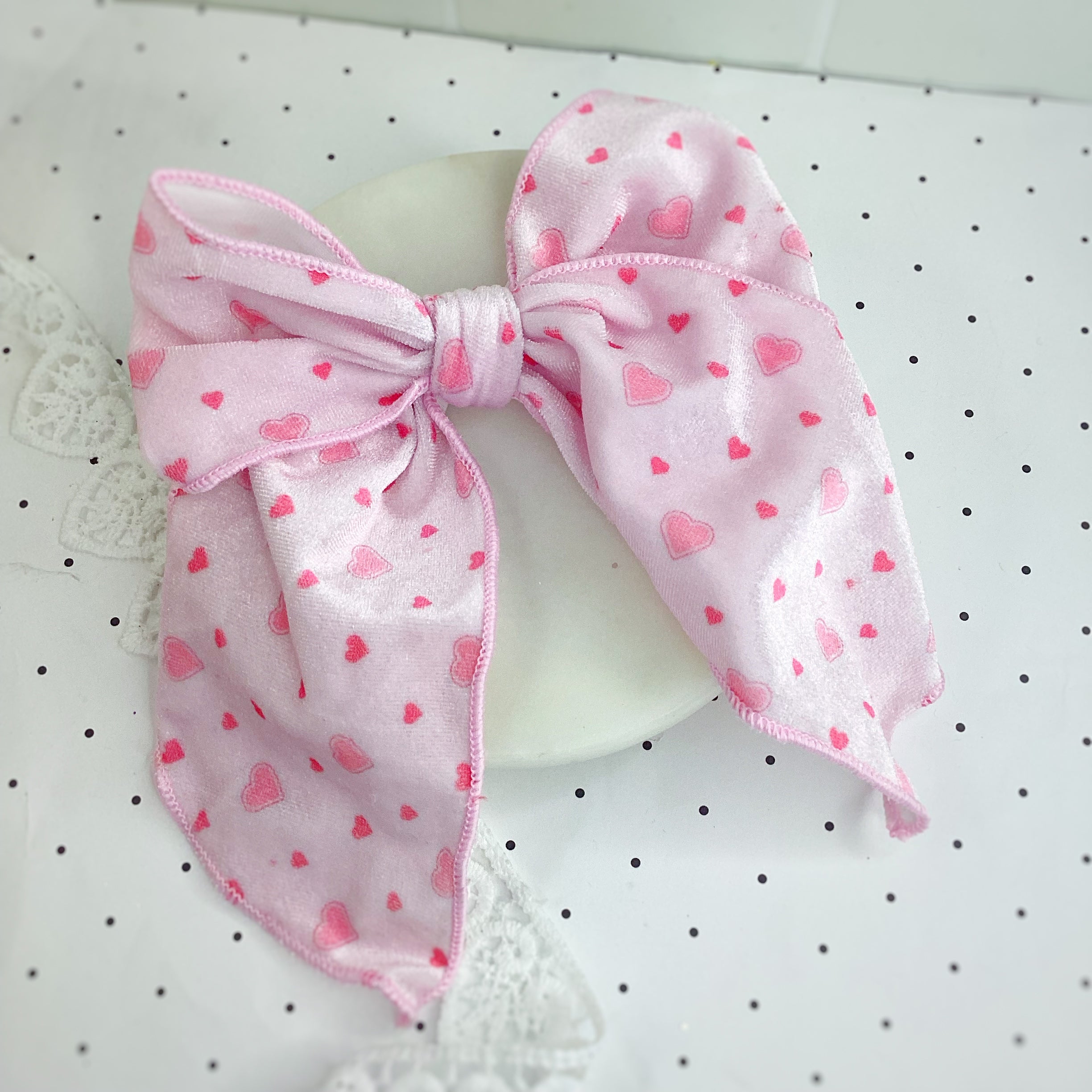 Little Velvet Hearts Bow Strip, Headband and Scrunchie Collection