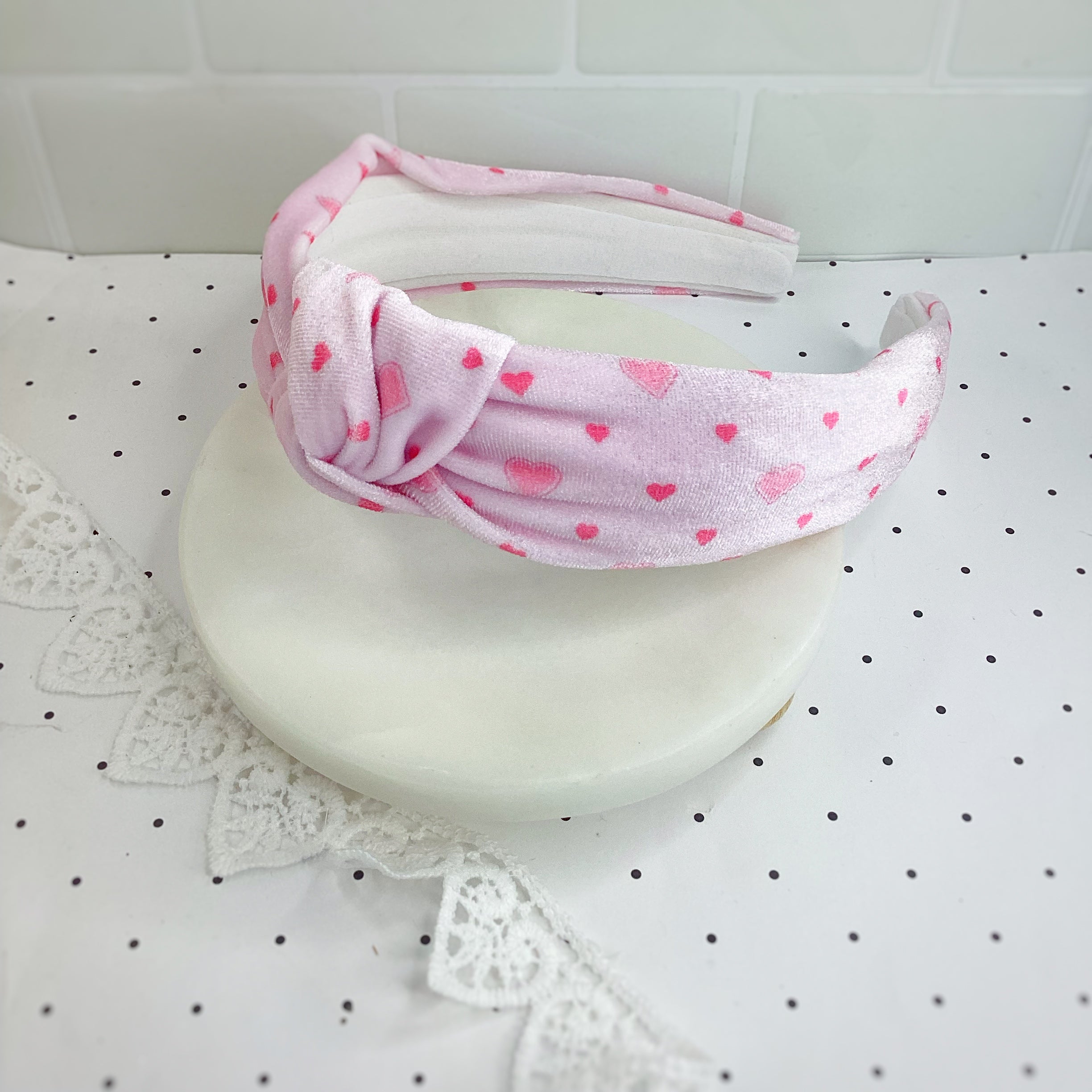 Little Velvet Hearts Bow Strip, Headband and Scrunchie Collection