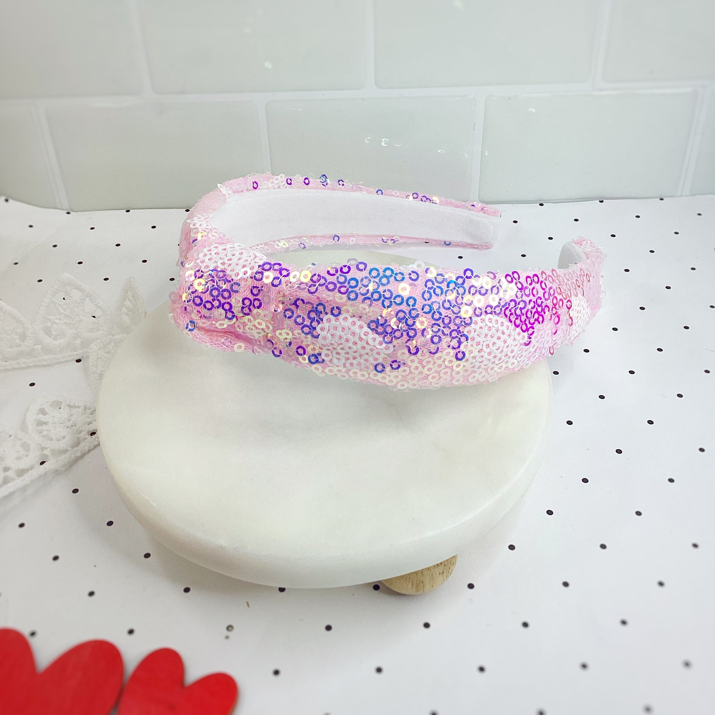 Heart Sequin Knot Top Headband Collection