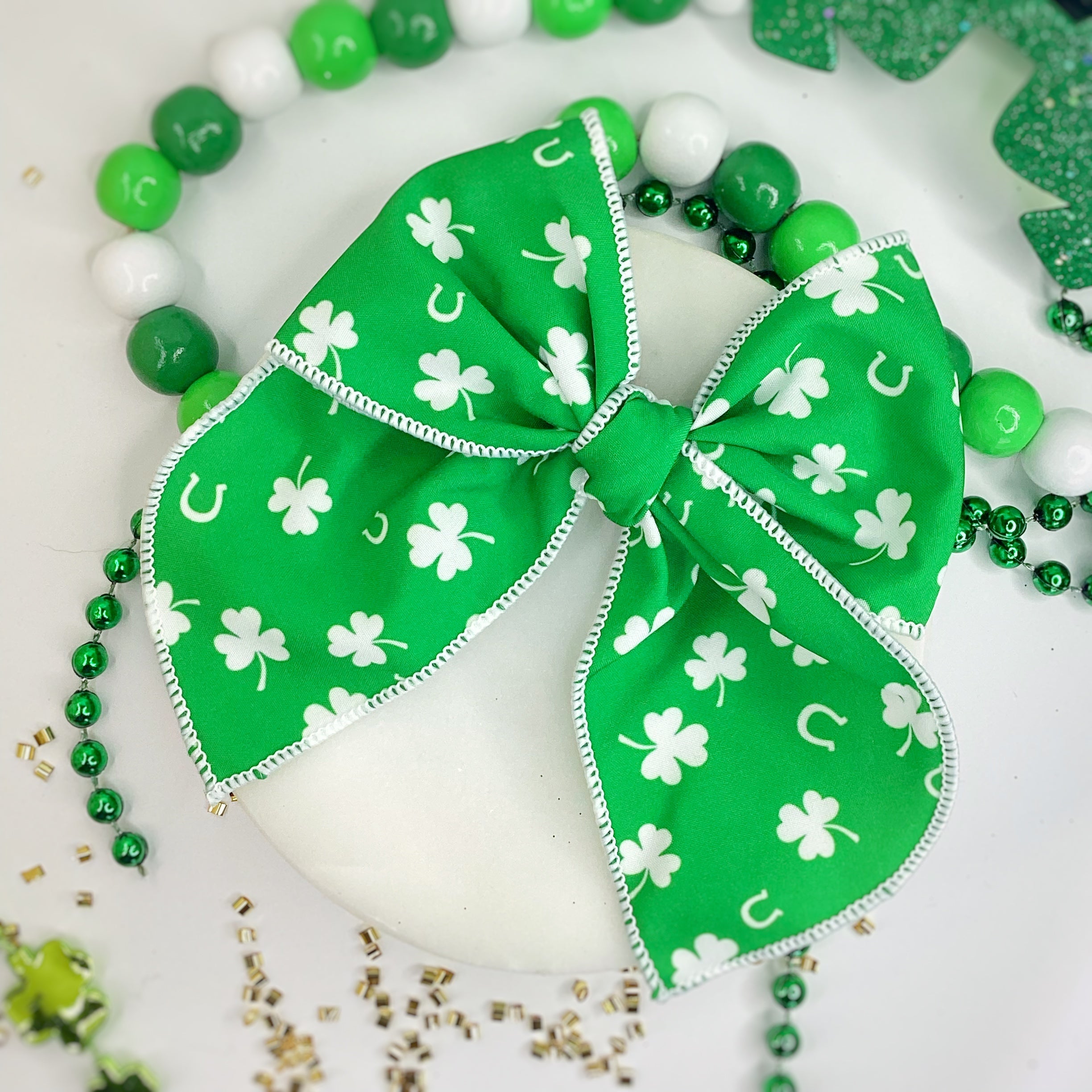 Lucky Little Shamrocks Bow Strip, Headband and Scrunchie Collection