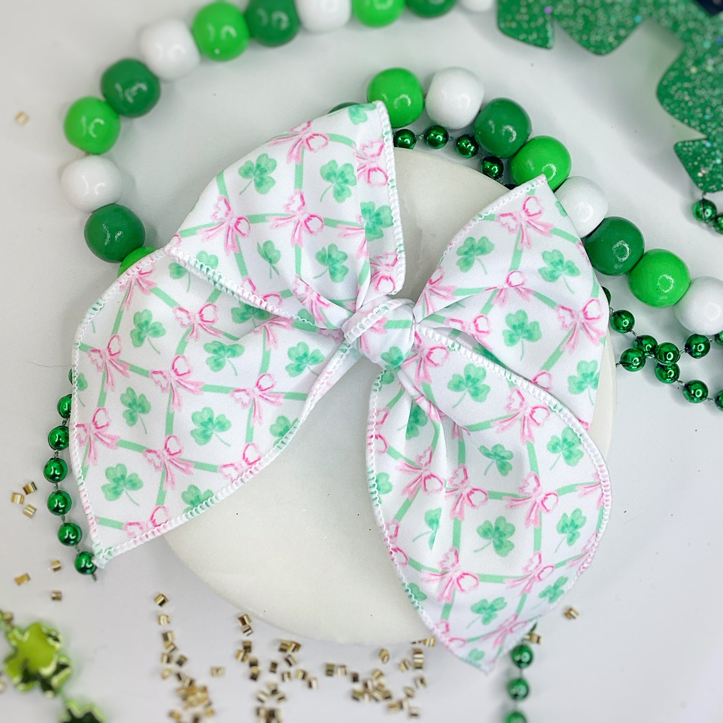 Coquette Shamrocks Bow Strip, Headband and Scrunchie Collection