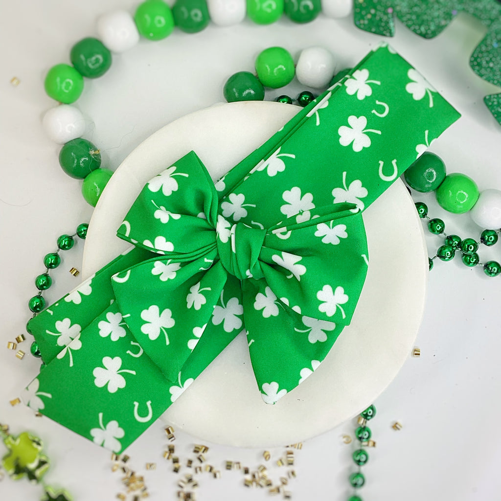 Lucky Little Shamrocks Bow Strip, Headband and Scrunchie Collection