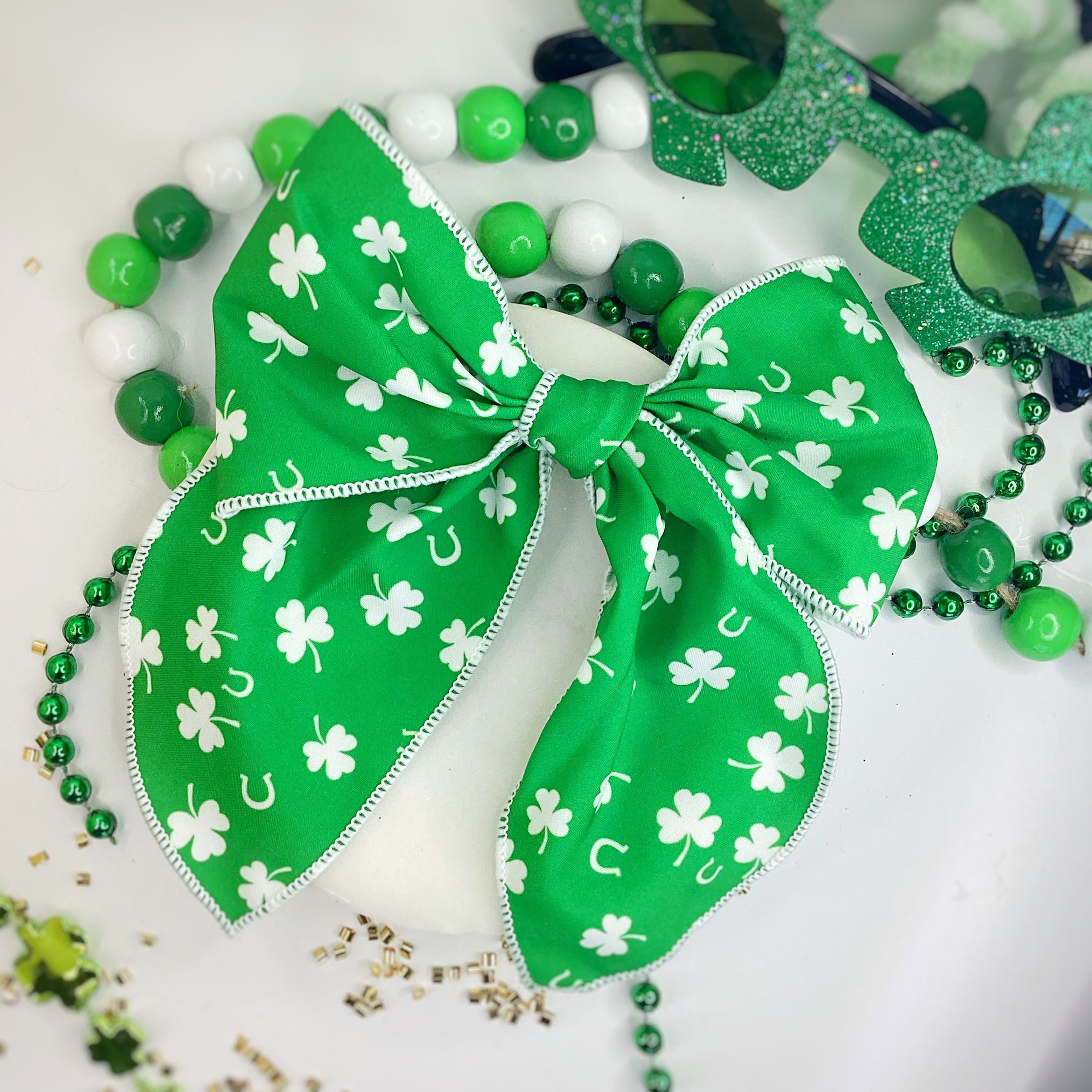 Lucky Little Shamrocks Bow Strip, Headband and Scrunchie Collection