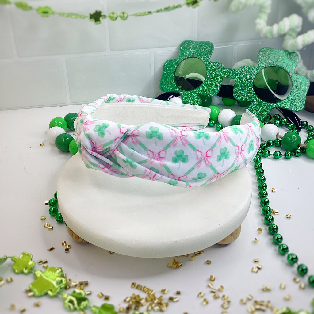 Coquette Shamrocks Bow Strip, Headband and Scrunchie Collection